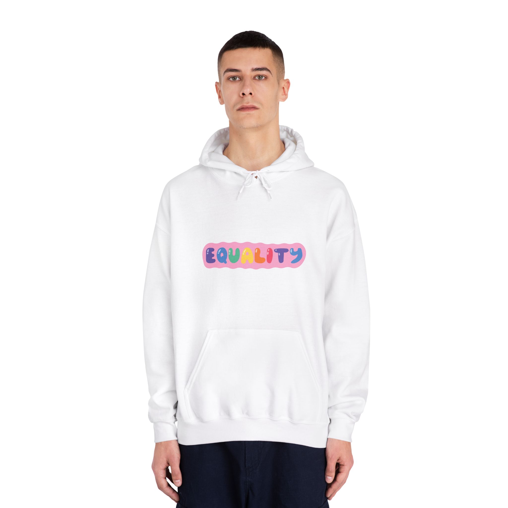 Lgbt Sticker Pack White Background Lgbtq Set Symbol Lgbt Pride Community Rainbow Elements Vector Hand Draw Illustration Hand Drawn Lettering(1) Unisex Dryblend Hooded Sweatshirt - Image 3