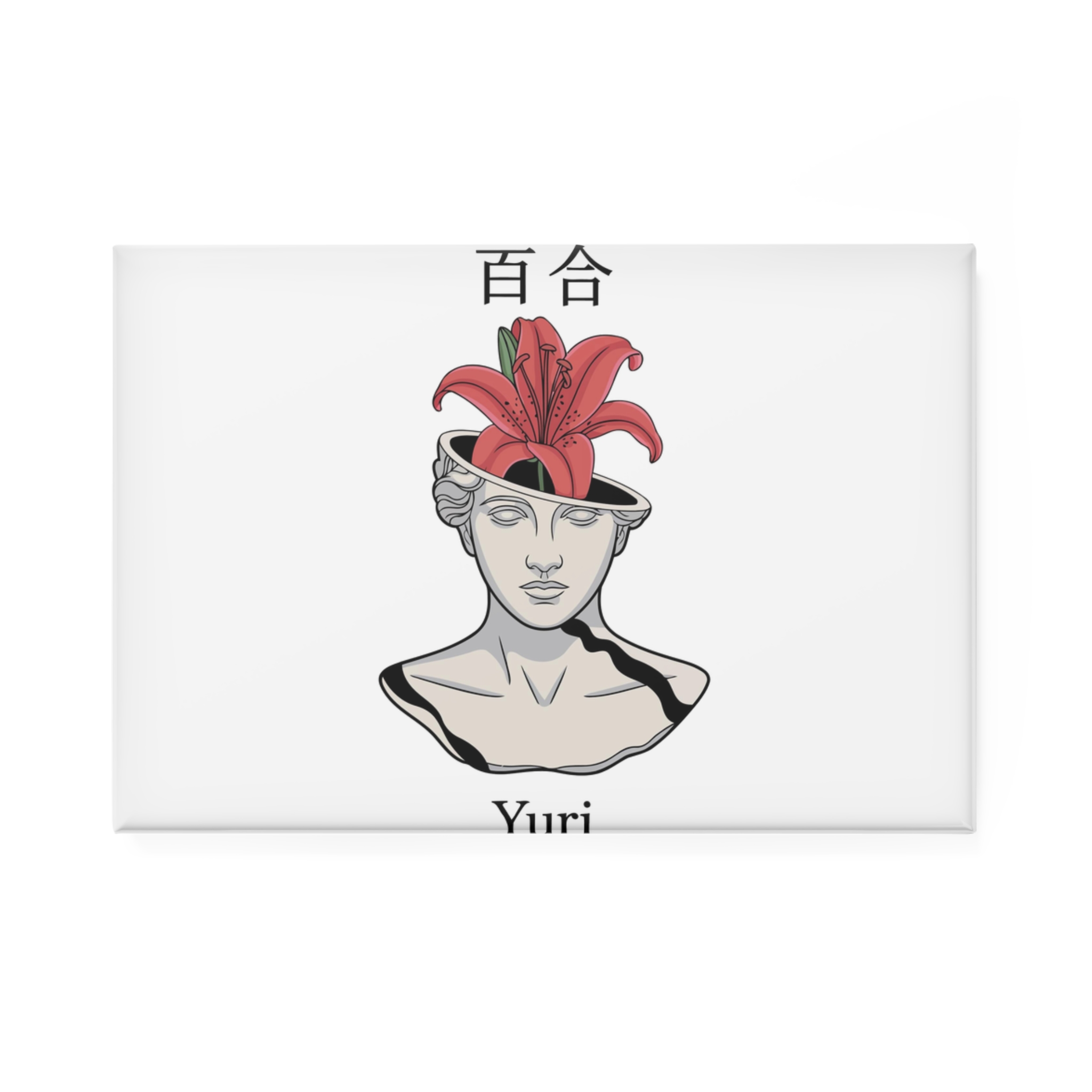 Yuri Broken Bust With Blooming Lily Button Magnet Rectangle 1 And 10 Pcs - Image 5