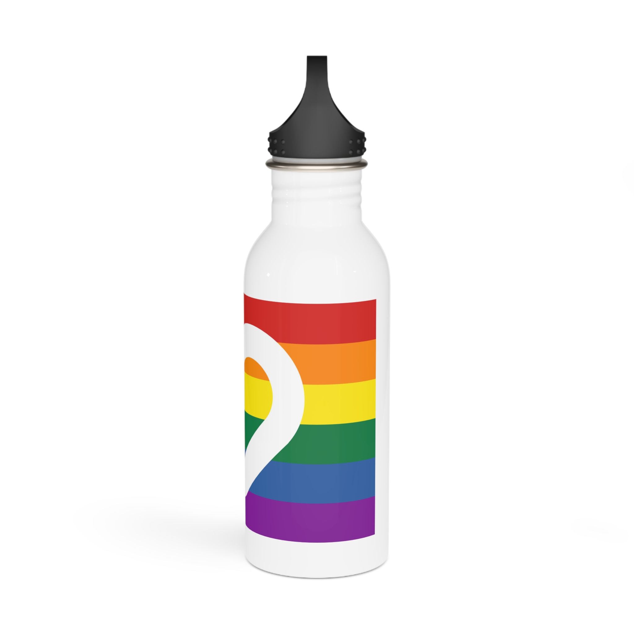 Pride Flag White Heart Shape Icon Inside Vector Illustration Stainless Steel Water Bottle - Image 4