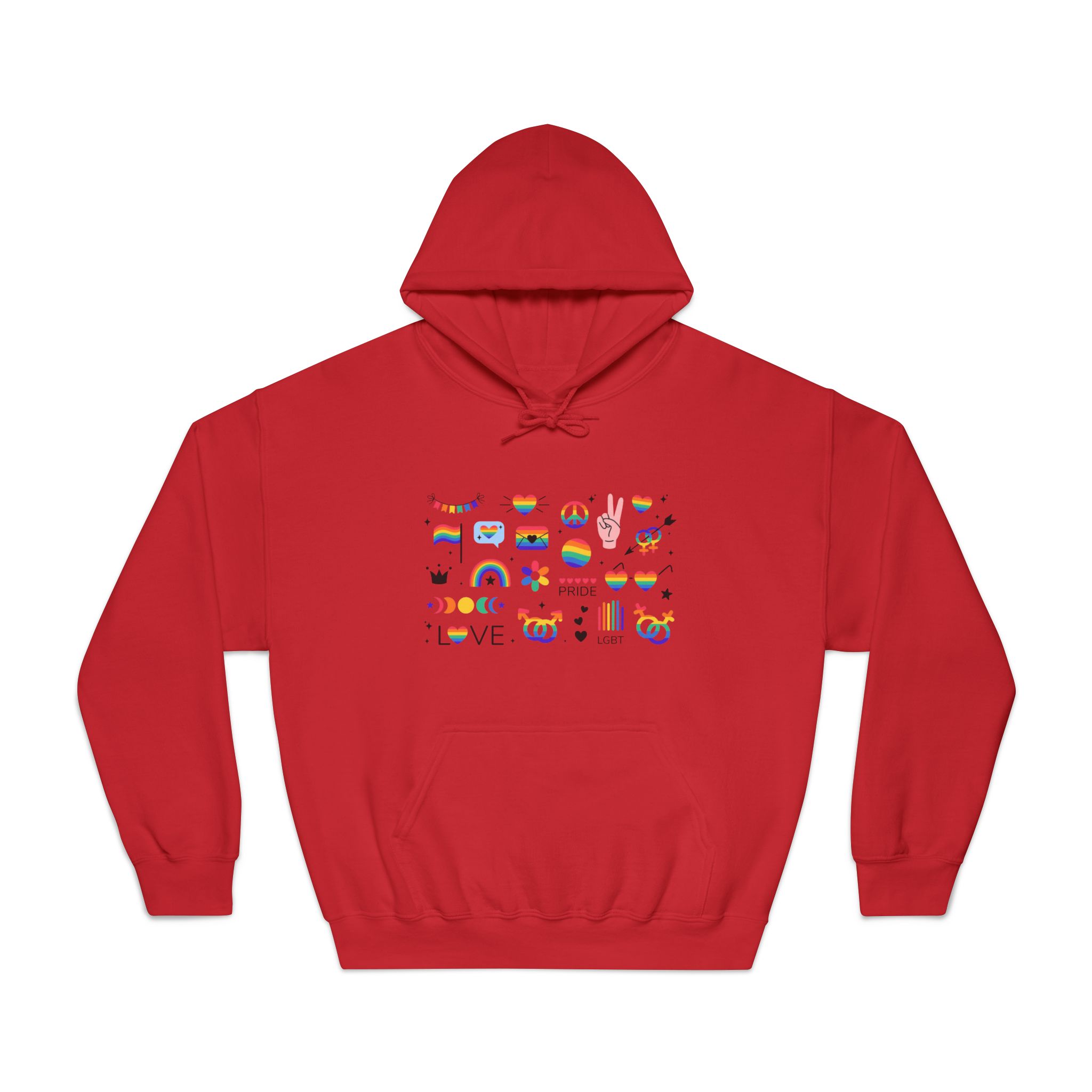 Lgbt Stickers Pack Doodle Style Lgbtq Set Lgbt Pride Community Symbols Rainbow Colored Element Unisex Dryblend Hooded Sweatshirt - Image 33