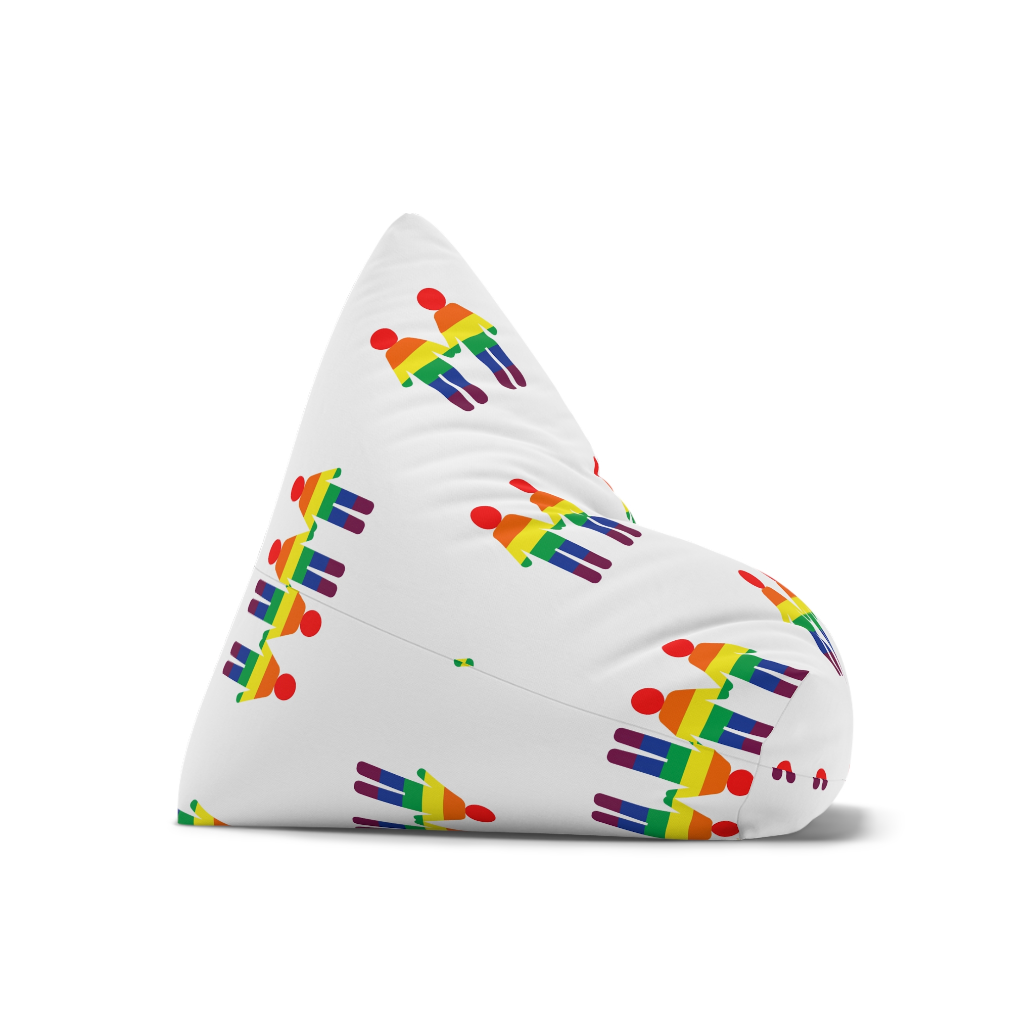 Gay Couple Holding Hands With Rainbow Color Background Vector Bean Bag Chair Cover - Image 7