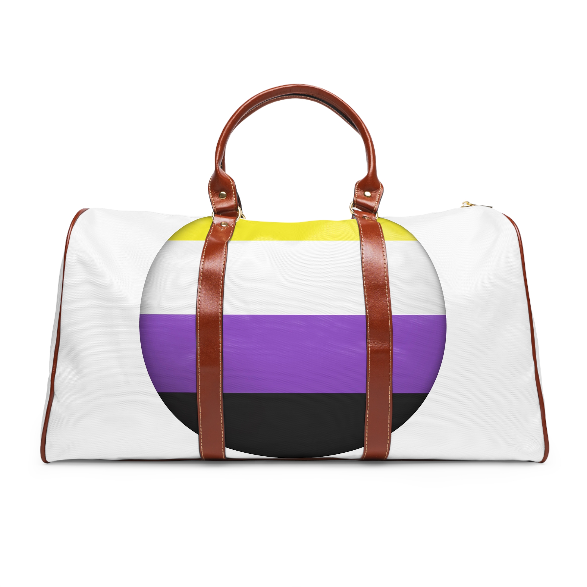 Flag Nonbinary Lgbtq Glossy Circular Flag Button Appearance 3d Icon Design With Depth Waterproof Travel Bag