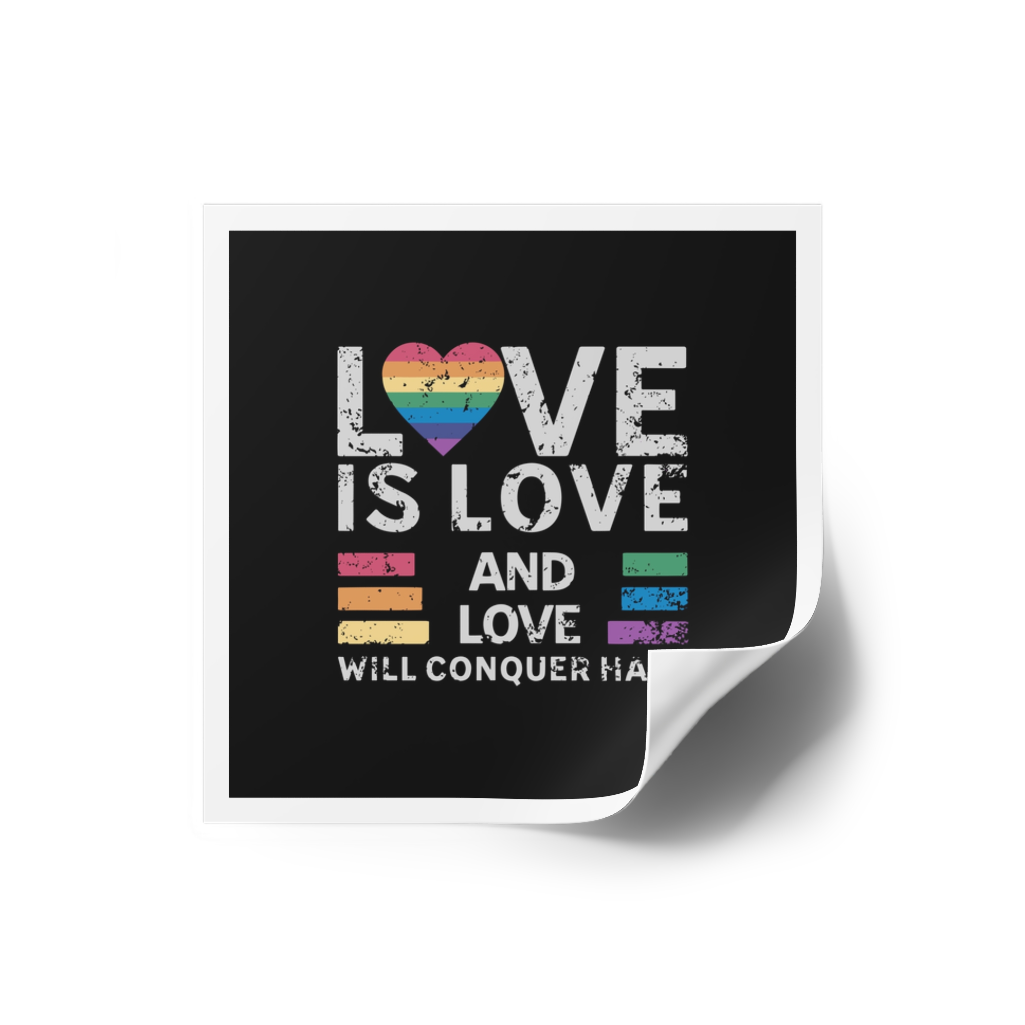 Love Is Love and Love Will Conquer Hate Laminate Stickers Square - Image 10