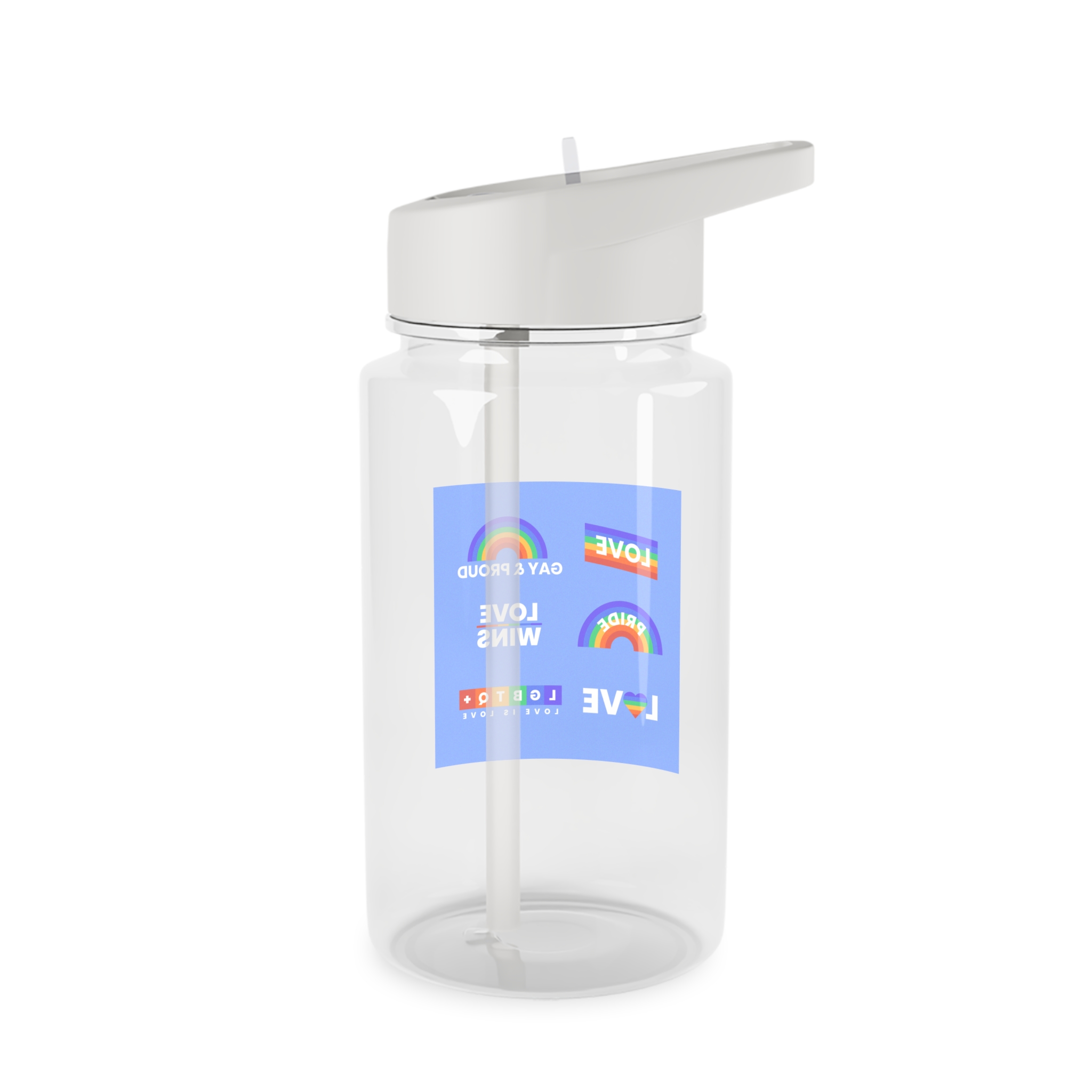 Pride Day Concept Rainbow Labels Tritan Water Bottle - Image 2