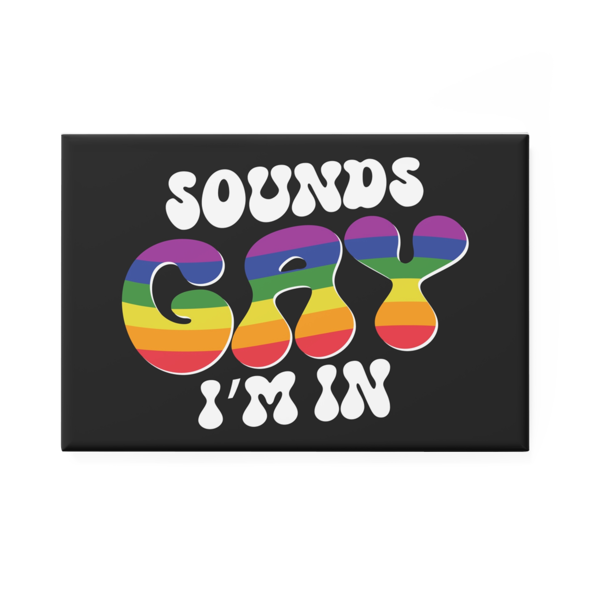 Black Background With Words Sound Written White Letters Button Magnet Rectangle 1 And 10 Pcs