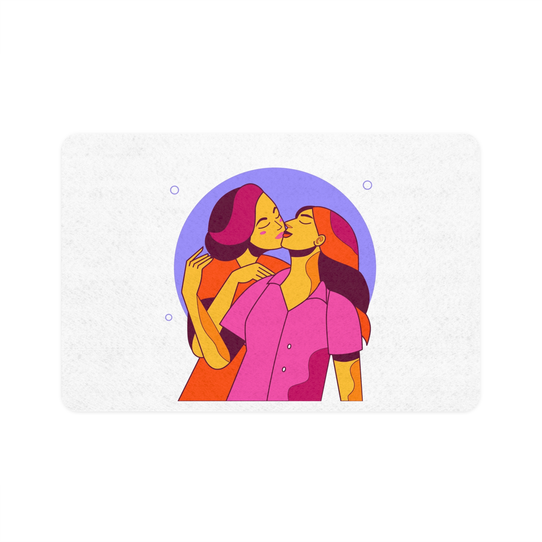 Cartoon Lesbian Kiss Illustration Pet Food Mat 12x18