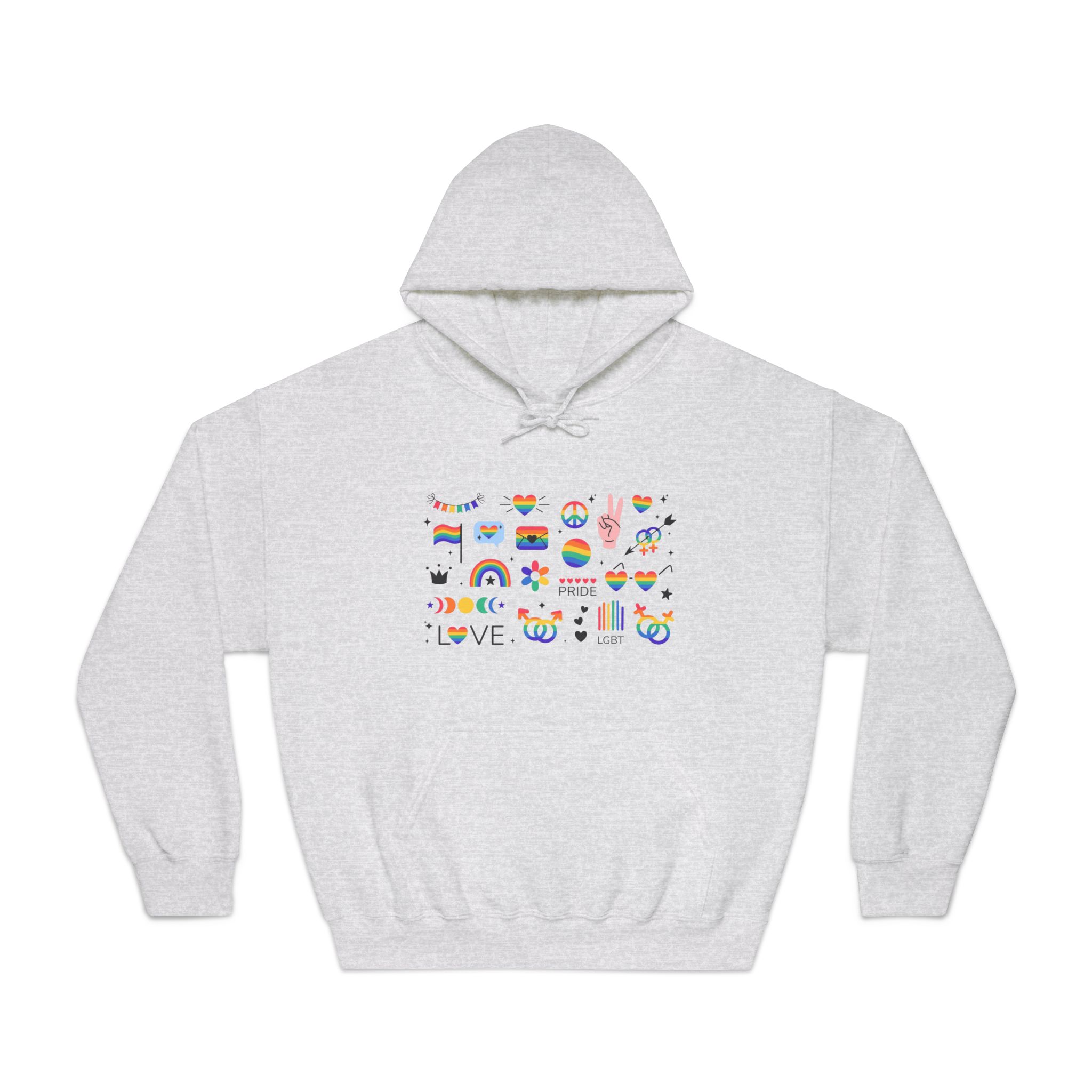 Lgbt Stickers Pack Doodle Style Lgbtq Set Lgbt Pride Community Symbols Rainbow Colored Element Unisex Dryblend Hooded Sweatshirt - Image 5