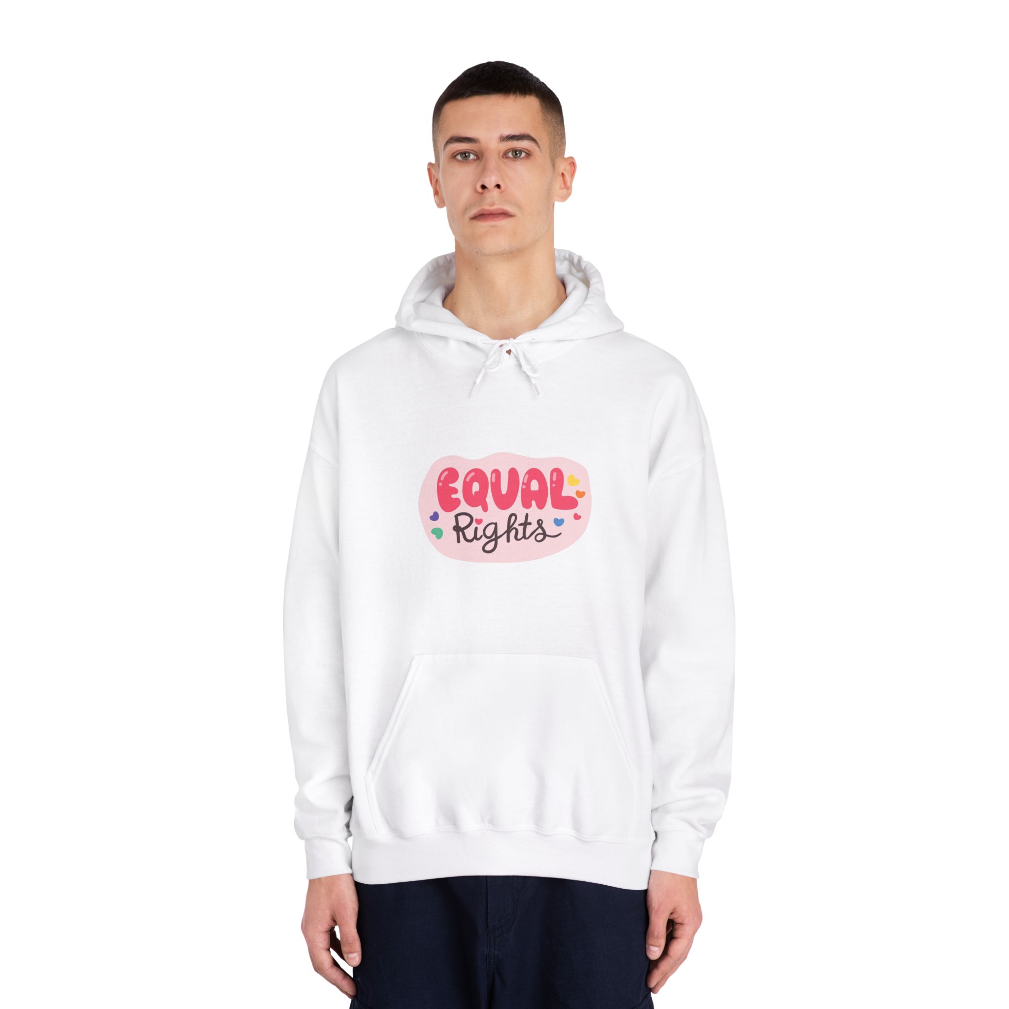 Lgbt Sticker Pack White Background Lgbtq Set Symbol Lgbt Pride Community Rainbow Elements Vector Hand Draw Illustration Hand Drawn Lettering (1) Unisex Dryblend Hooded Sweatshirt - Image 3
