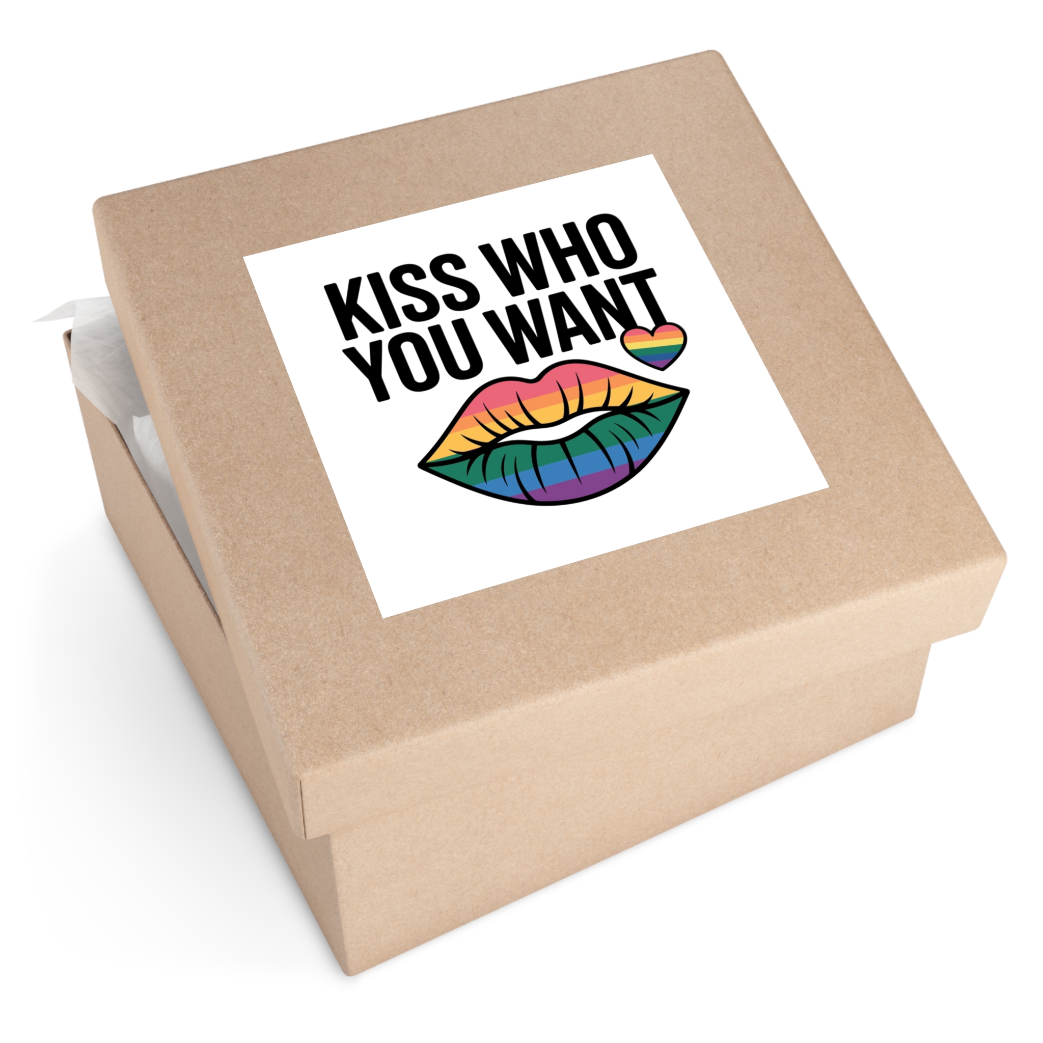 Kiss Who You Want T Shirt Design Isolated White Background Laminate Stickers Square - Image 63
