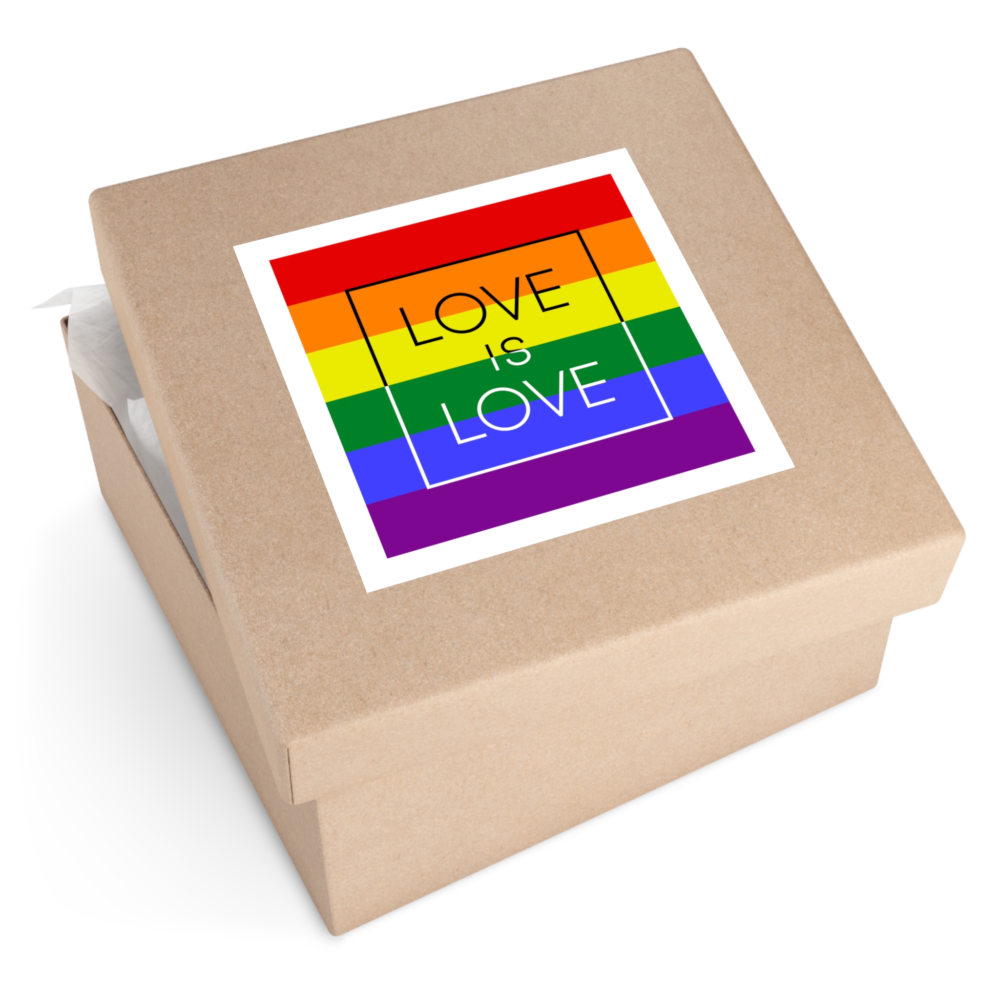 Lgbt Card Text Love Is Love Background Flag Colors Vector Illustration Laminate Stickers Square - Image 63