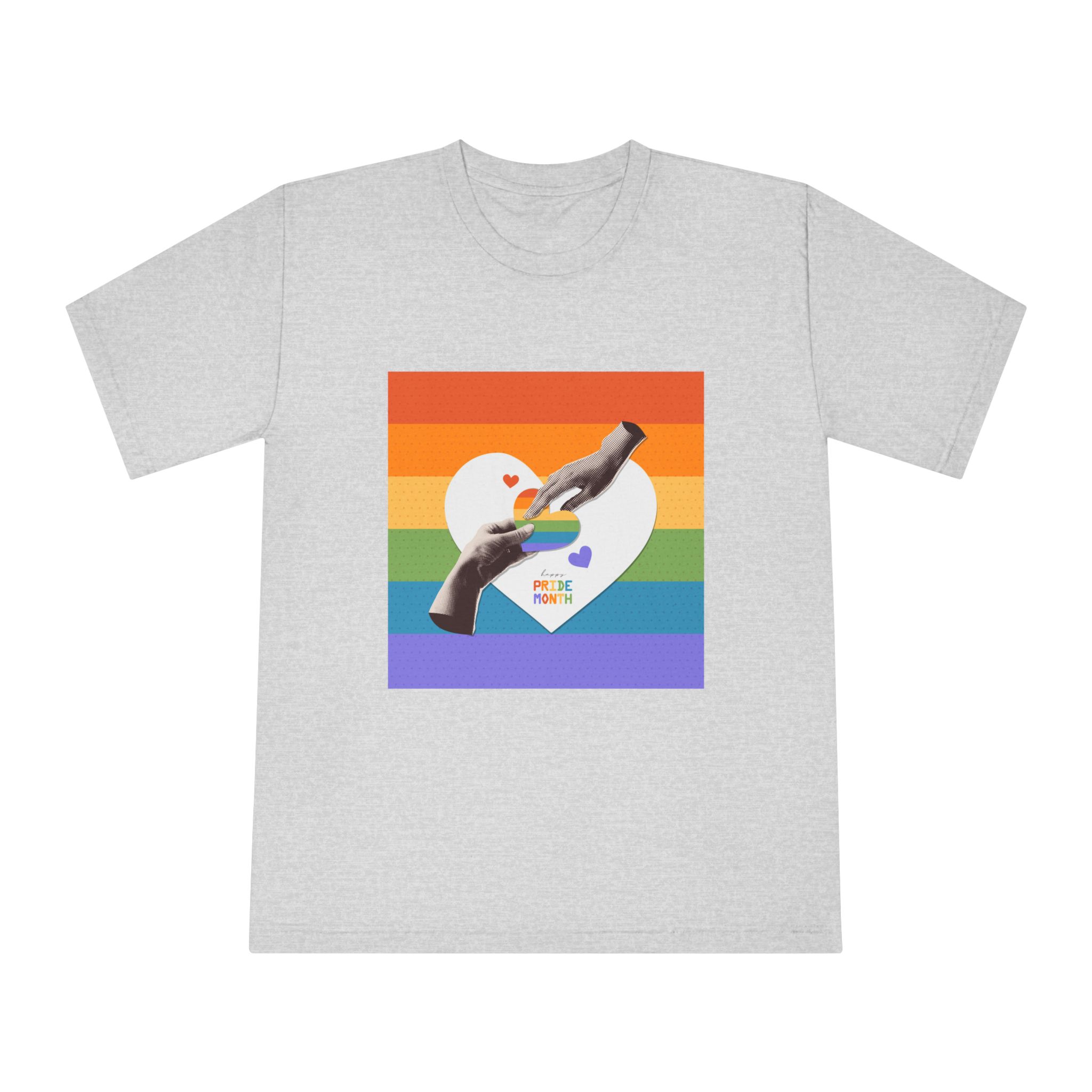 Retro Nostalgic Banner Pride Month Halftone Hands Holding Striped Heart Vintage Collage With - Unisex Classic Crewneck T Shirt - Image 13