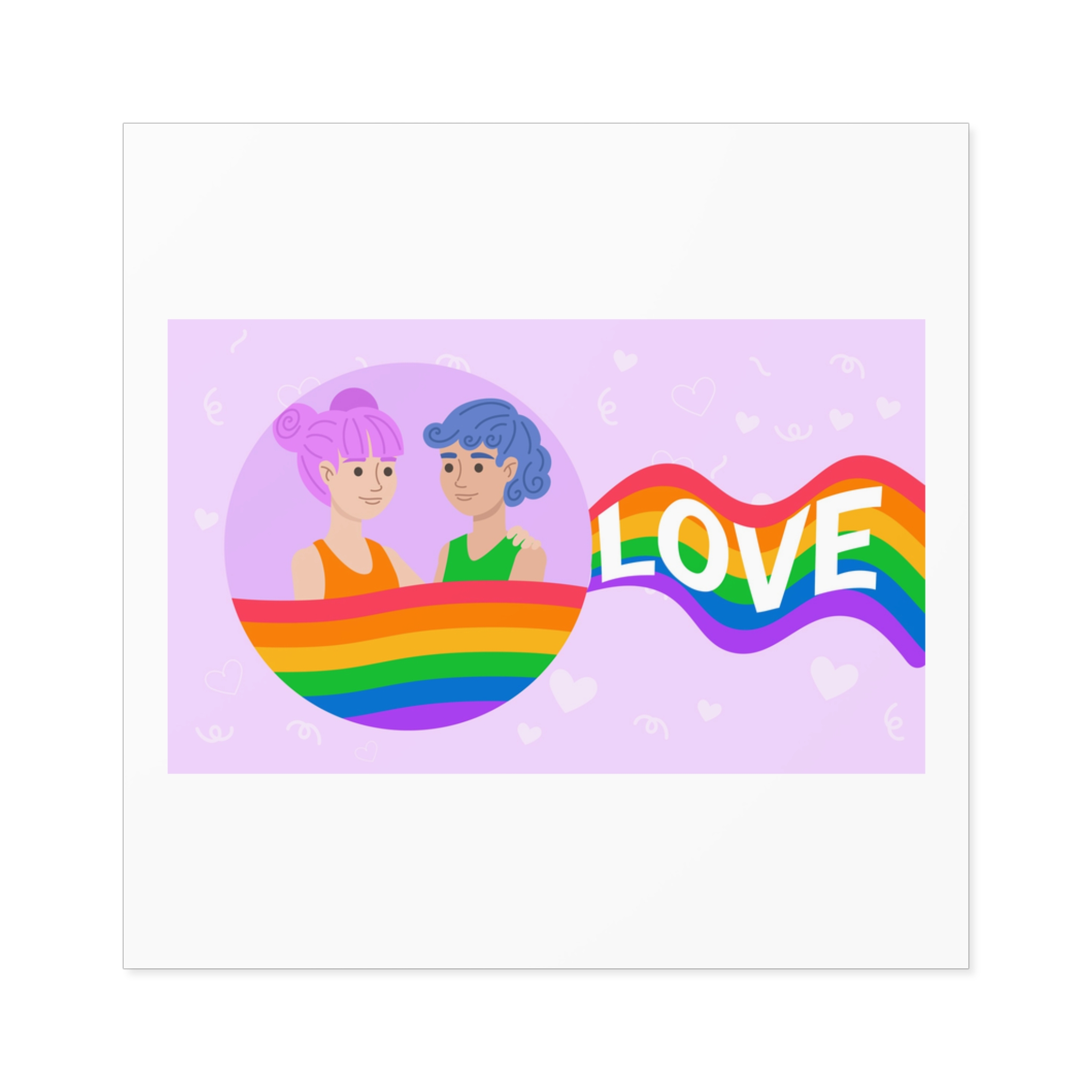 Joyful Group Holding Waving Pride Flag Laminate Stickers Square - Image 69