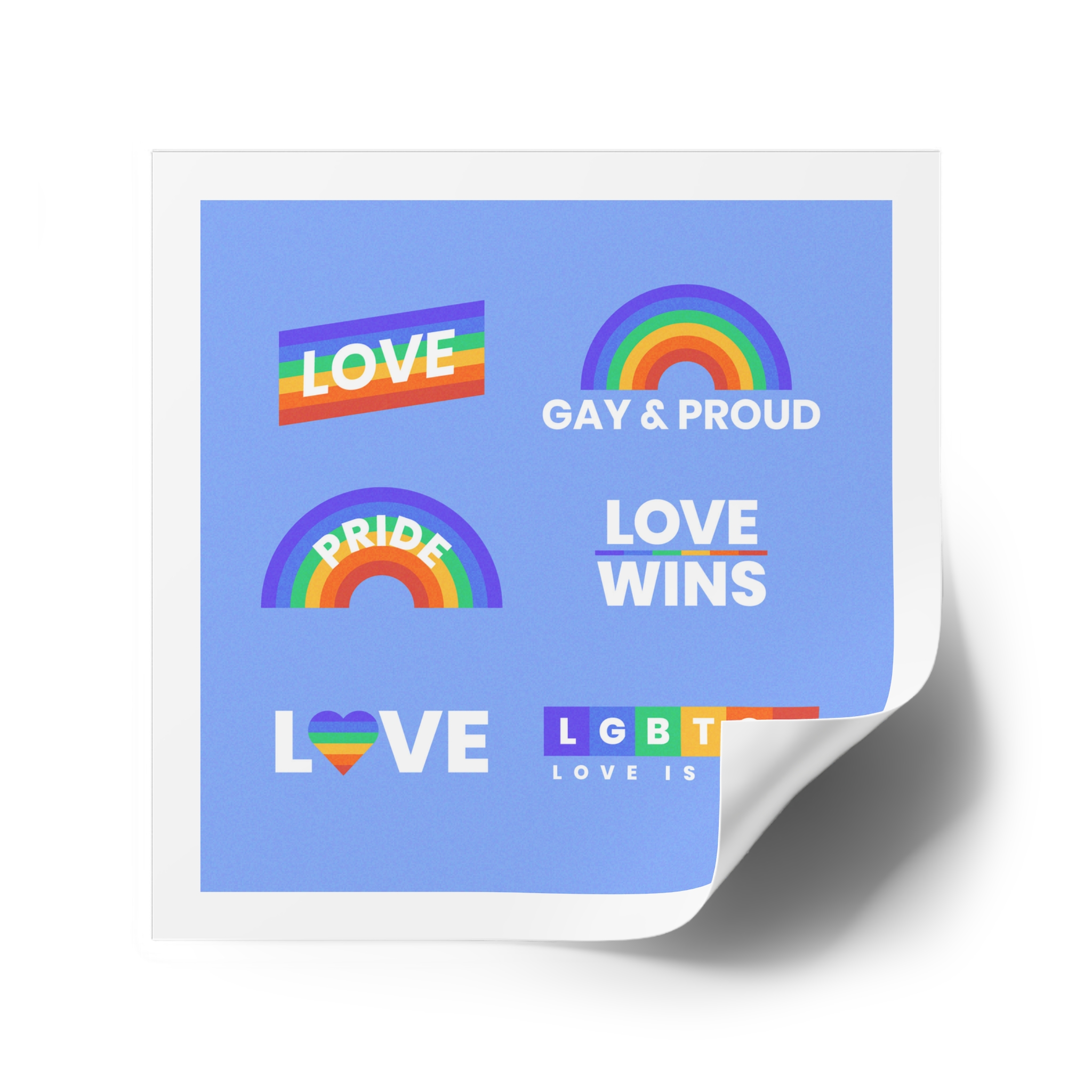 Pride Day Concept Rainbow Labels Laminate Stickers Square - Image 42