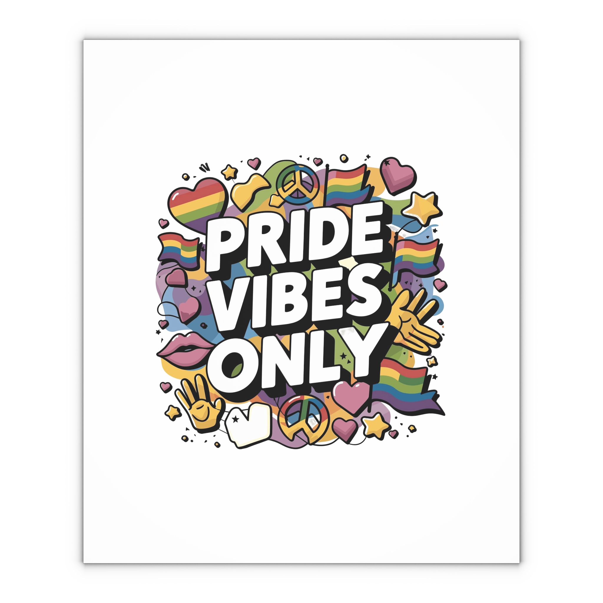 Pride Vibes Only T Shirt Design Isolated White Background Gift Wrapping Paper Sheets 1pc - Image 4