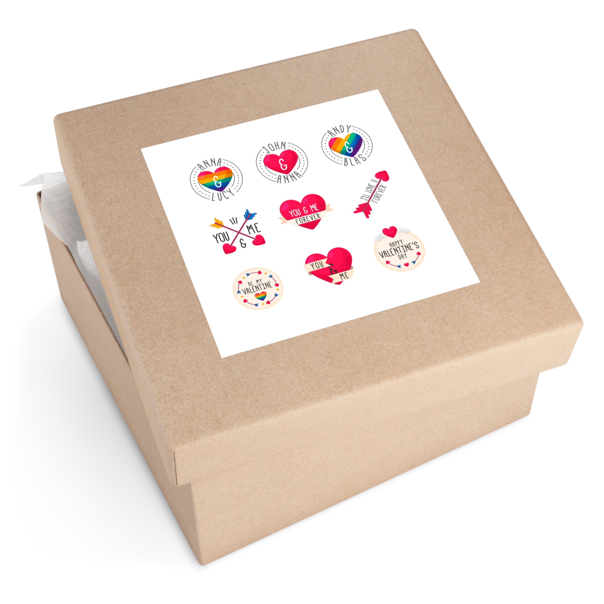 Lgbt Valentine S Day Label Collection Laminate Stickers Square - Image 63