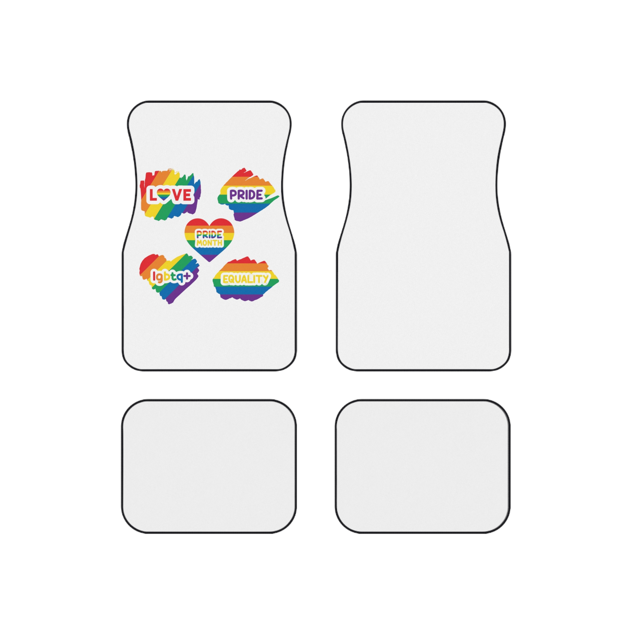 Pride Month Stickers Rainbow Lgbtq Flag Love Equality Car Mats Set Of 4
