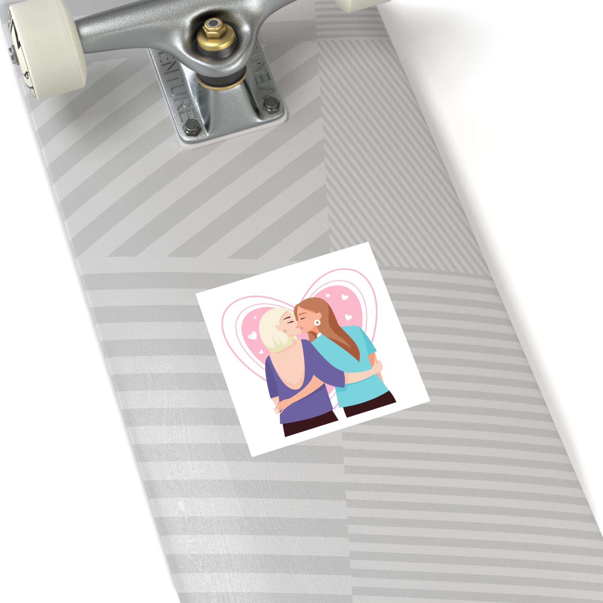 Lesbian Couple Kiss Flat Design Style Laminate Stickers Square - Image 20