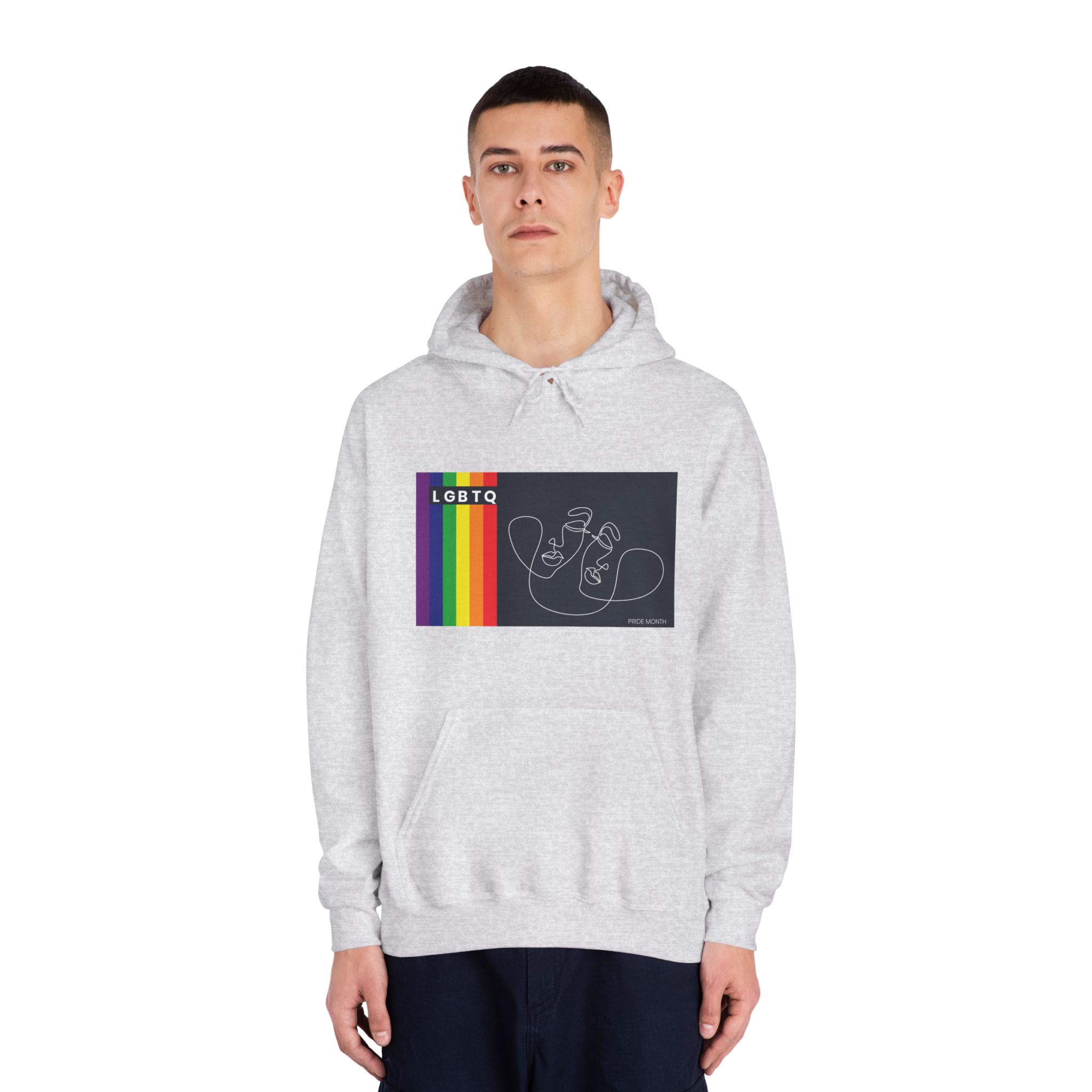Lgbtq Pride Month Color Flag Dark Background With Female Couple Line Are Vector Illustration Unisex Dryblend Hooded Sweatshirt - Image 7