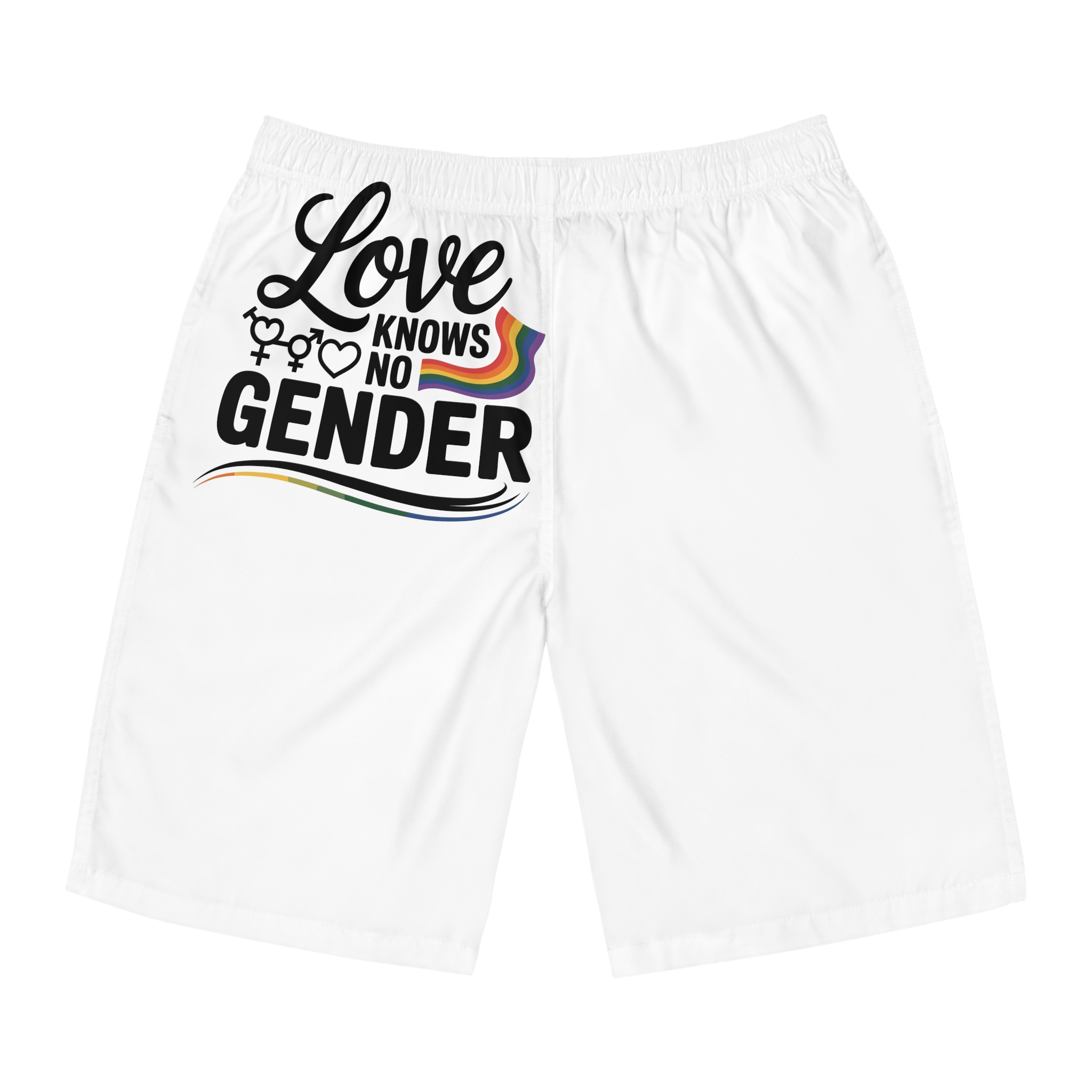 Love Knows No Gender T Shirt Design Isolated White Background Mens Board Shorts Aop