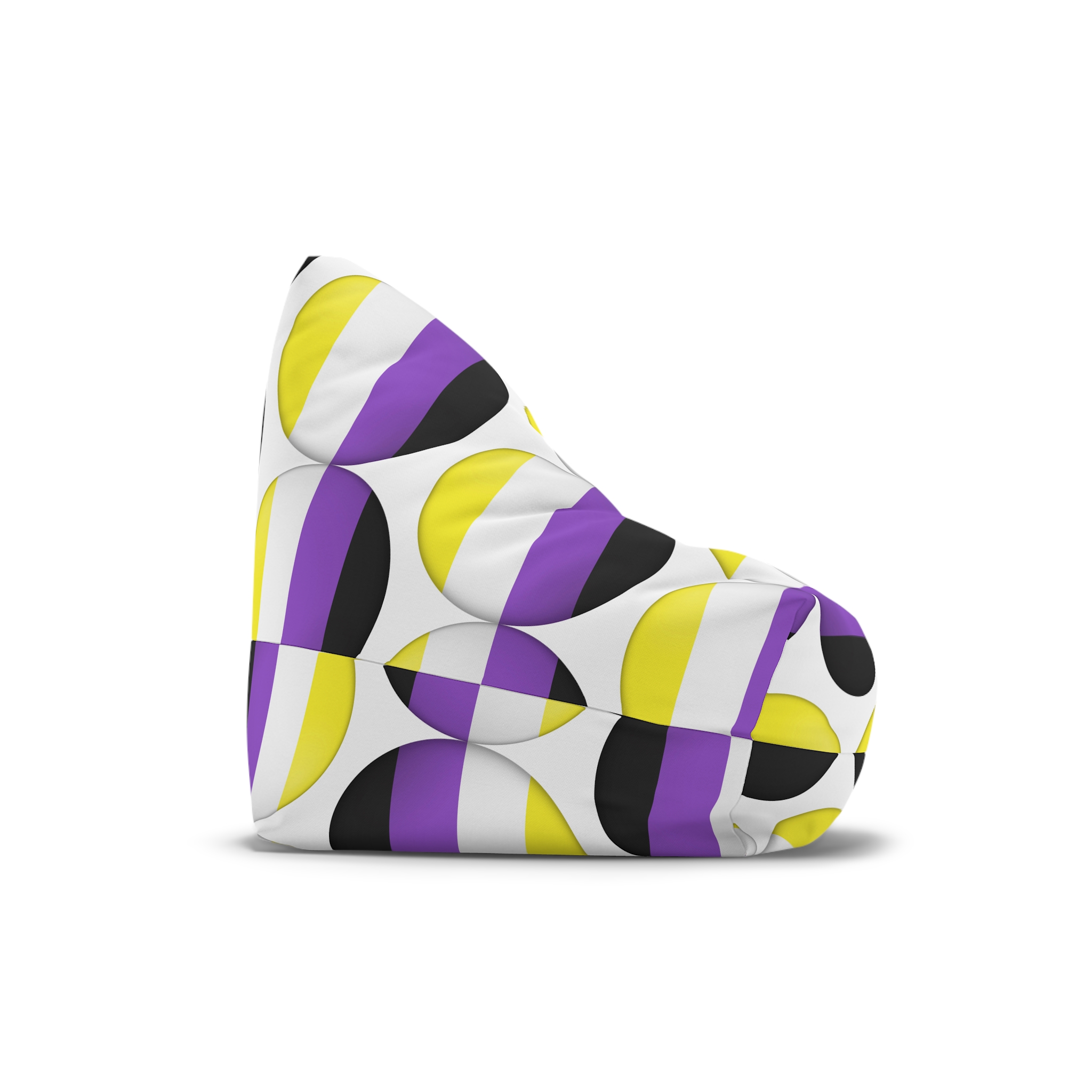 Flag Nonbinary Lgbtq Glossy Circular Flag Button Appearance 3d Icon Design With Depth Bean Bag Chair Cover - Image 3