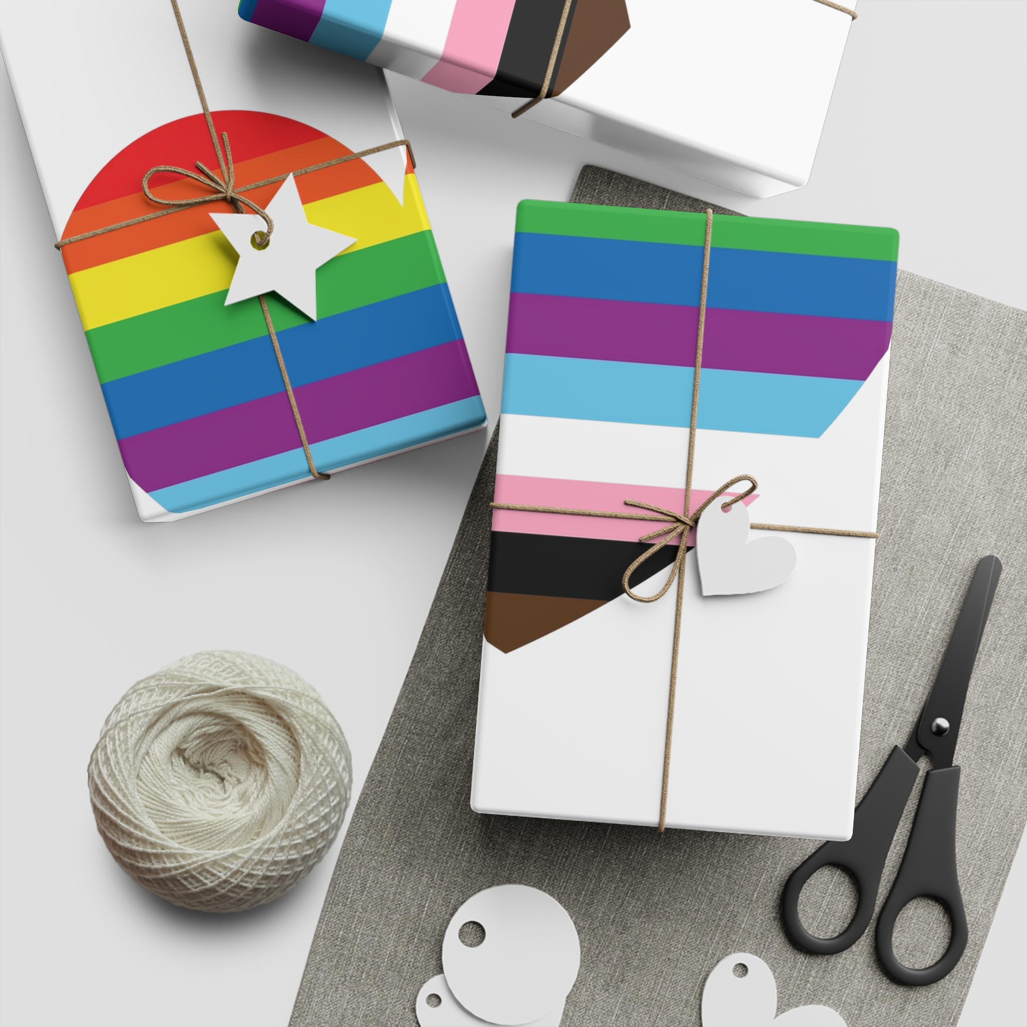 Progress Pride Flag Heart Symbol Love Inclusion Gift Wrapping Paper Sheets 1pc - Image 2