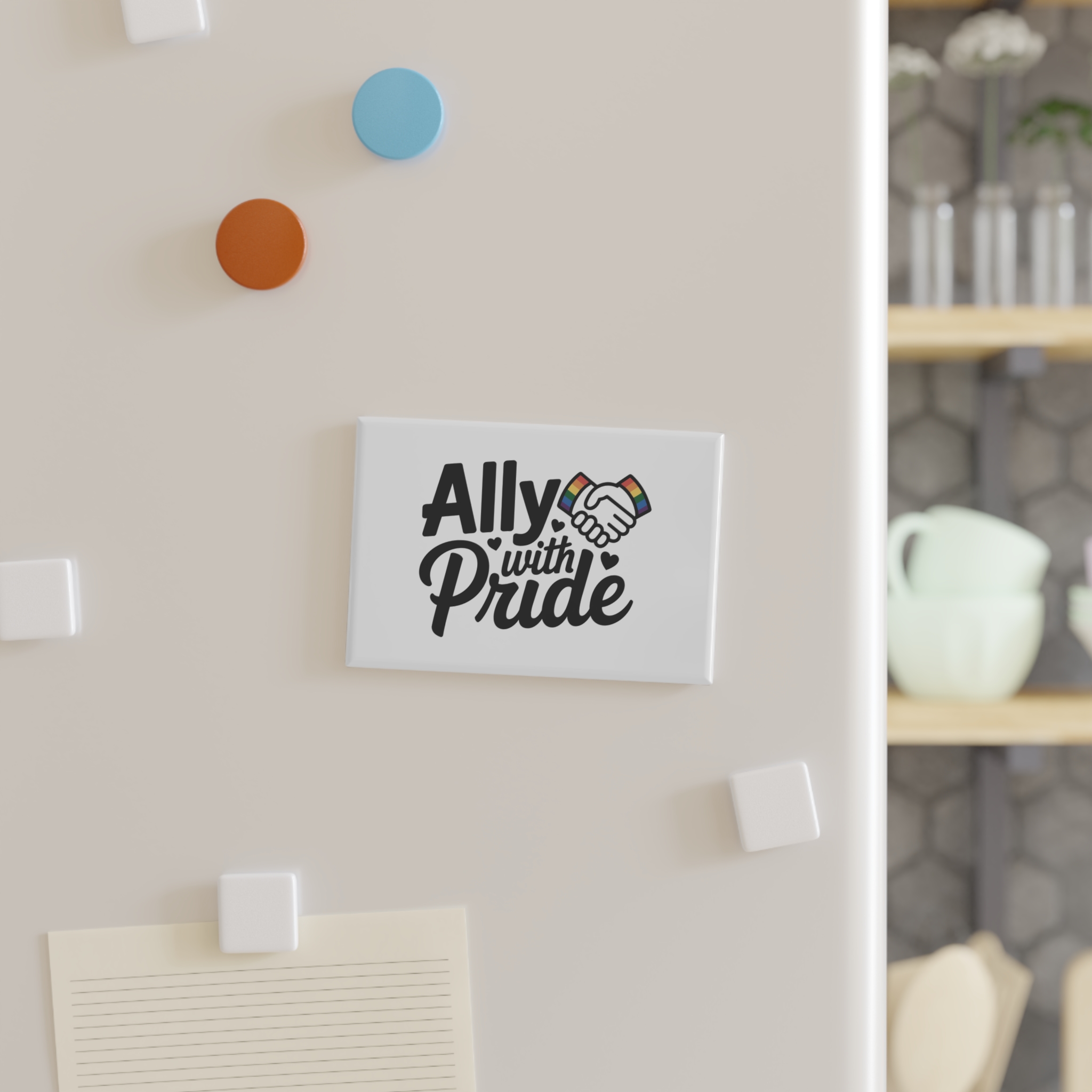 Ally With Pride T Shirt Design Isolated White Background 2 Button Magnet Rectangle 1 And 10 Pcs - Image 3