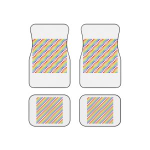 Rainbow Heart Mosaic Seamless Vector Pattern Car Mats Set Of 4