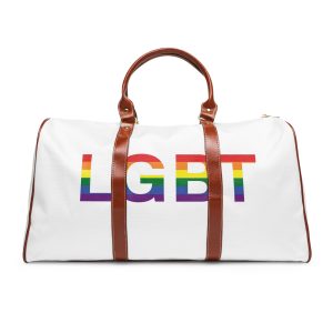 Lgbt Word Text Letter Rainbow Color Flag Isolated White Background Vector Illustration(1) Waterproof Travel Bag