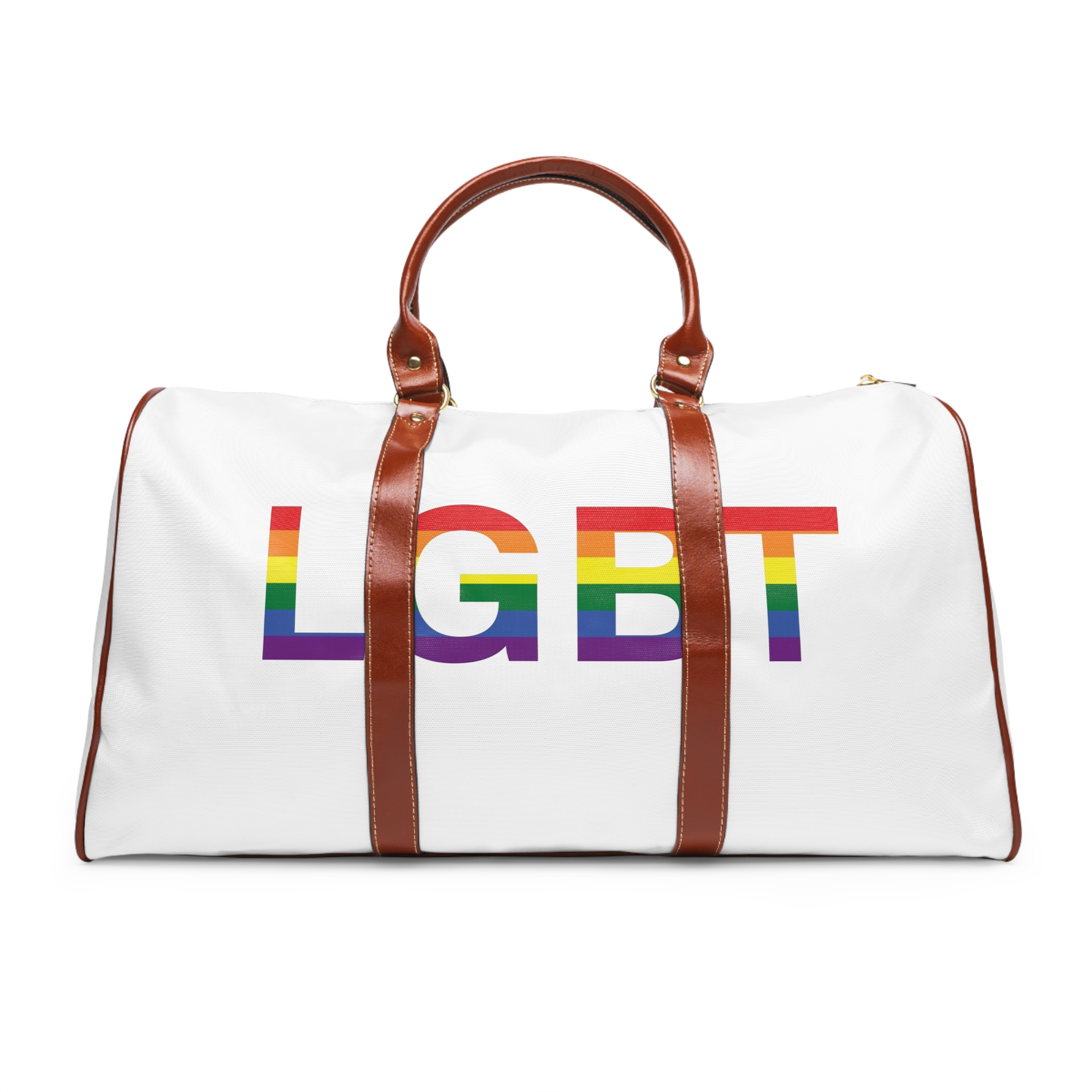 Lgbt Word Text Letter Rainbow Color Flag Isolated White Background Vector Illustration(1) Waterproof Travel Bag