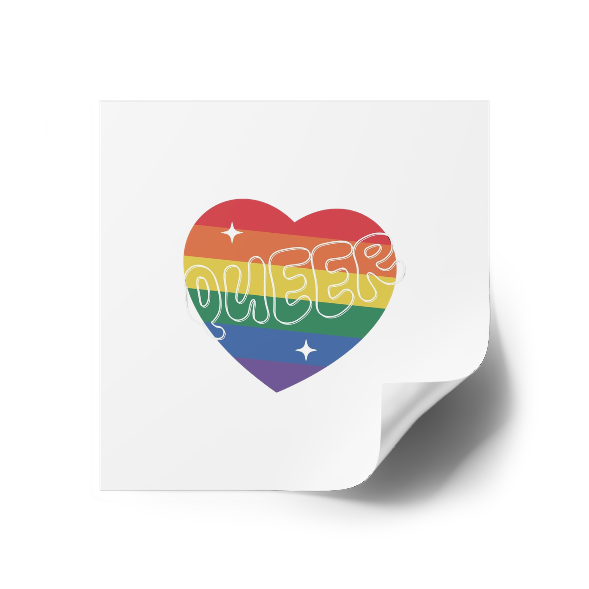 Queer Pride Heart Laminate Stickers Square - Image 30