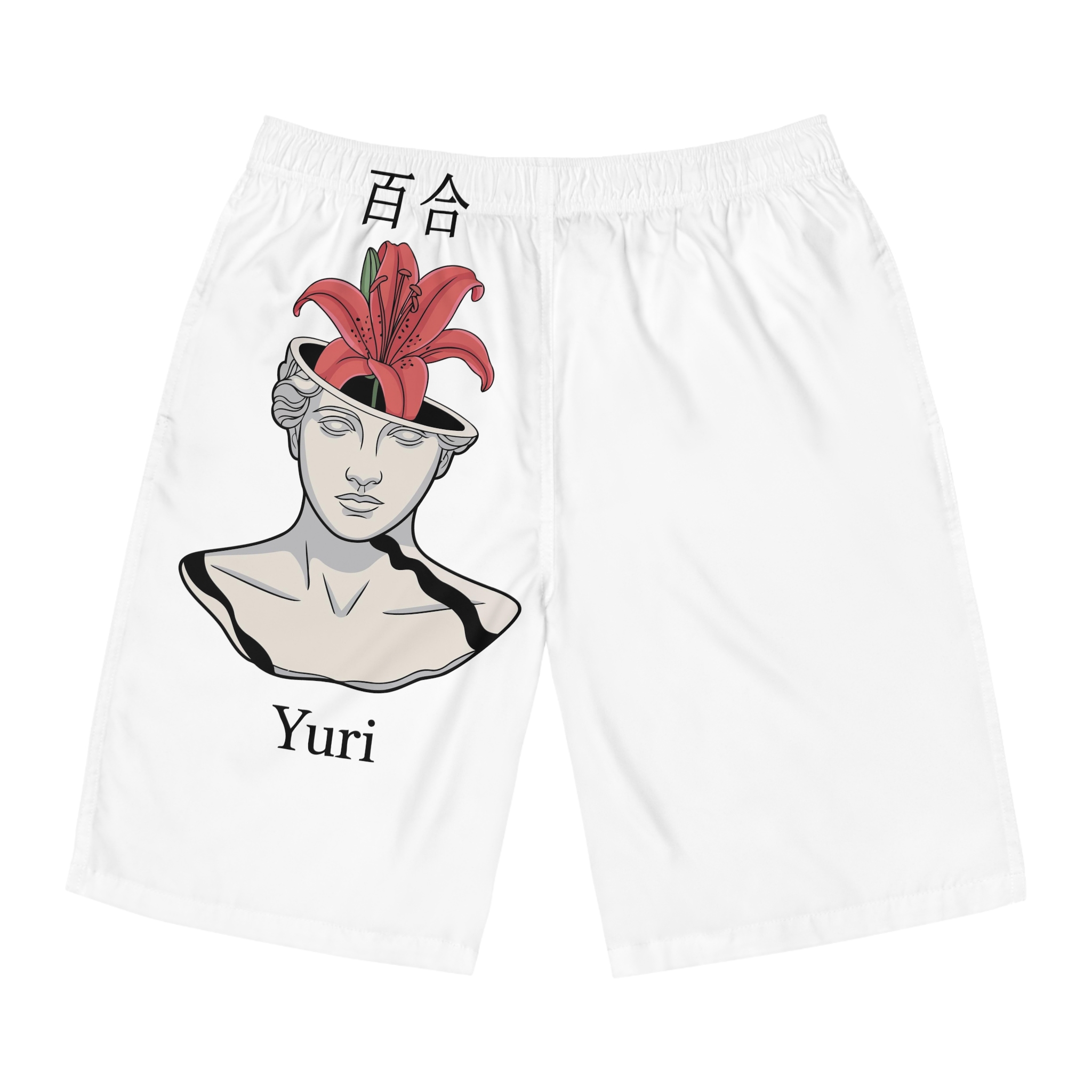 Yuri Broken Bust With Blooming Lily Mens Board Shorts Aop