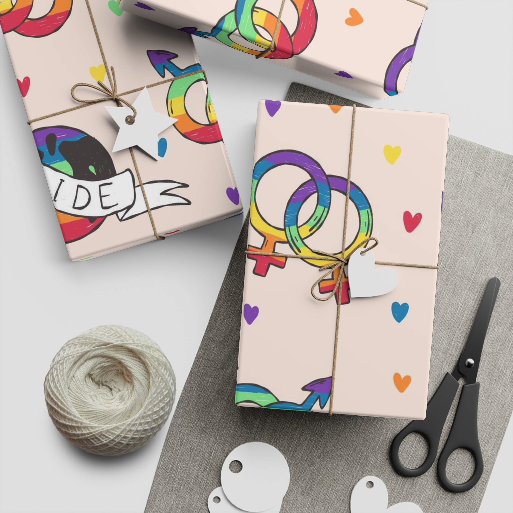 Rainbow Pride Seamless Pattern With Love Symbols Hand Drawn Style Gift Wrapping Paper Sheets 1pc - Image 5