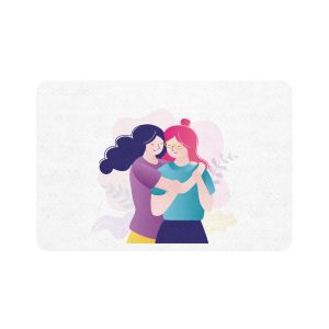 Colorful Portrait Two Best Friends Cute Homosexual Couple Hugging Women Hug Each Other Pet Food Mat 12x18