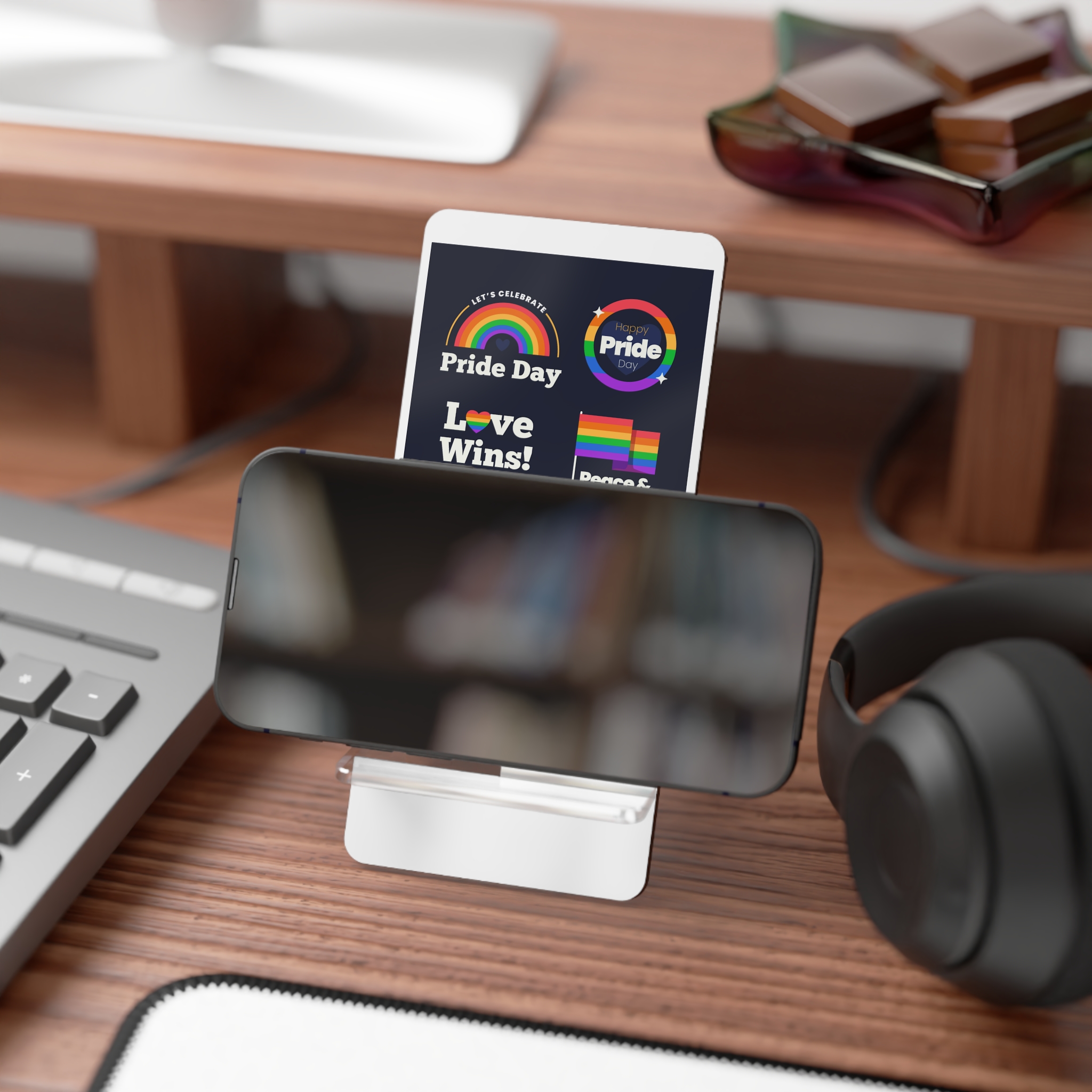 Flat Pride Day Badge Collection 2 Mobile Display Stand For Smartphones - Image 4