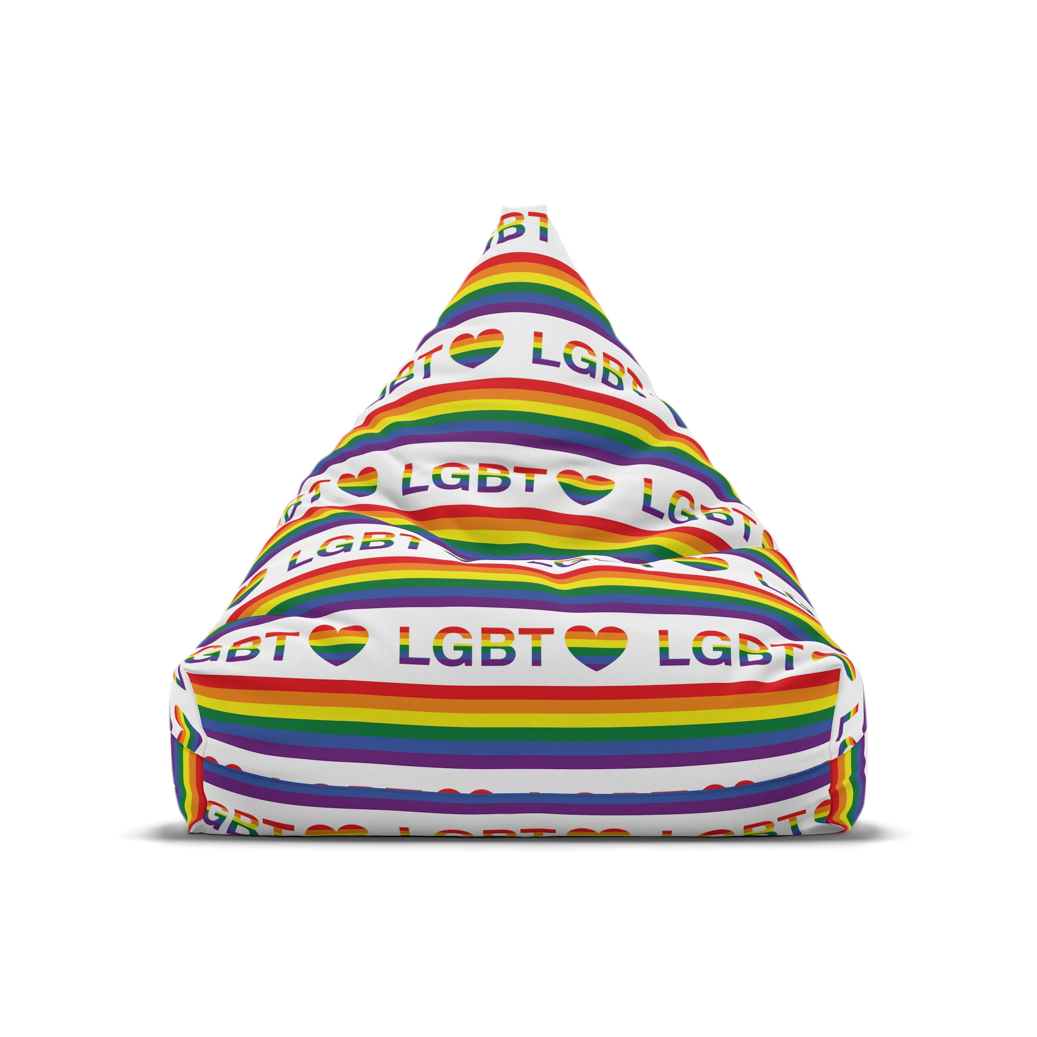 Lgbt Word Text Letter With Heart Rainbow Color Flag Isolated White Background Vector Illustration Bean Bag Chair Cover - Image 5