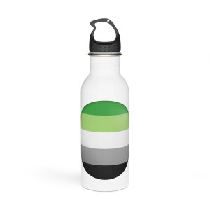 Flag Aromantic Lgbtq Glossy Circular Flag Button Appearance 3d Icon Design With Depth Stainless Steel Water Bottle