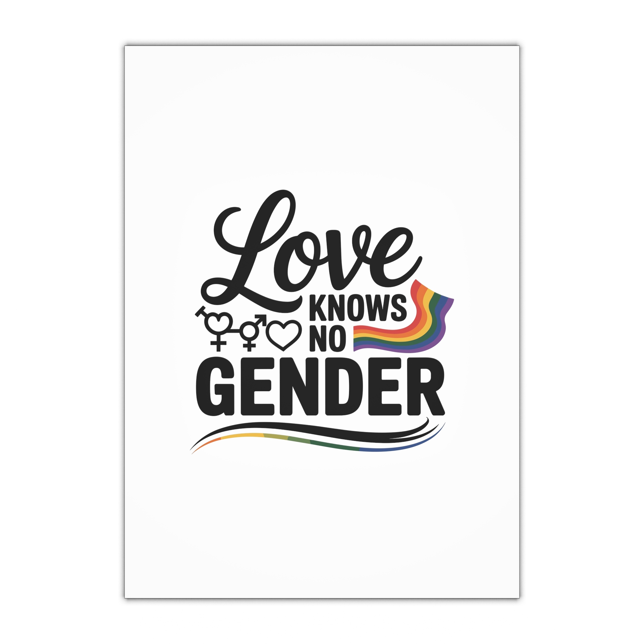 Love Knows No Gender T Shirt Design Isolated White Background Gift Wrapping Paper Sheets 1pc