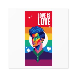 Poster Man With Rainbow Colored Face Rainbow Colored Background Laminate Stickers Square