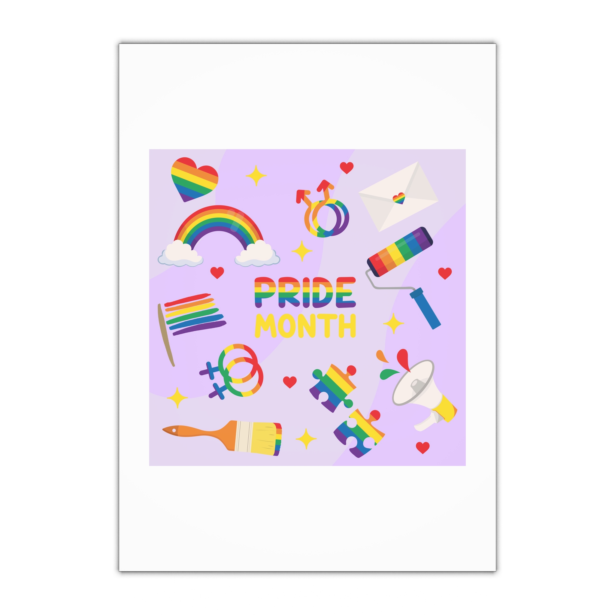 Pride Month Lgbtq Symbol Rainbow Colors Cute Elements Set Gift Wrapping Paper Sheets 1pc