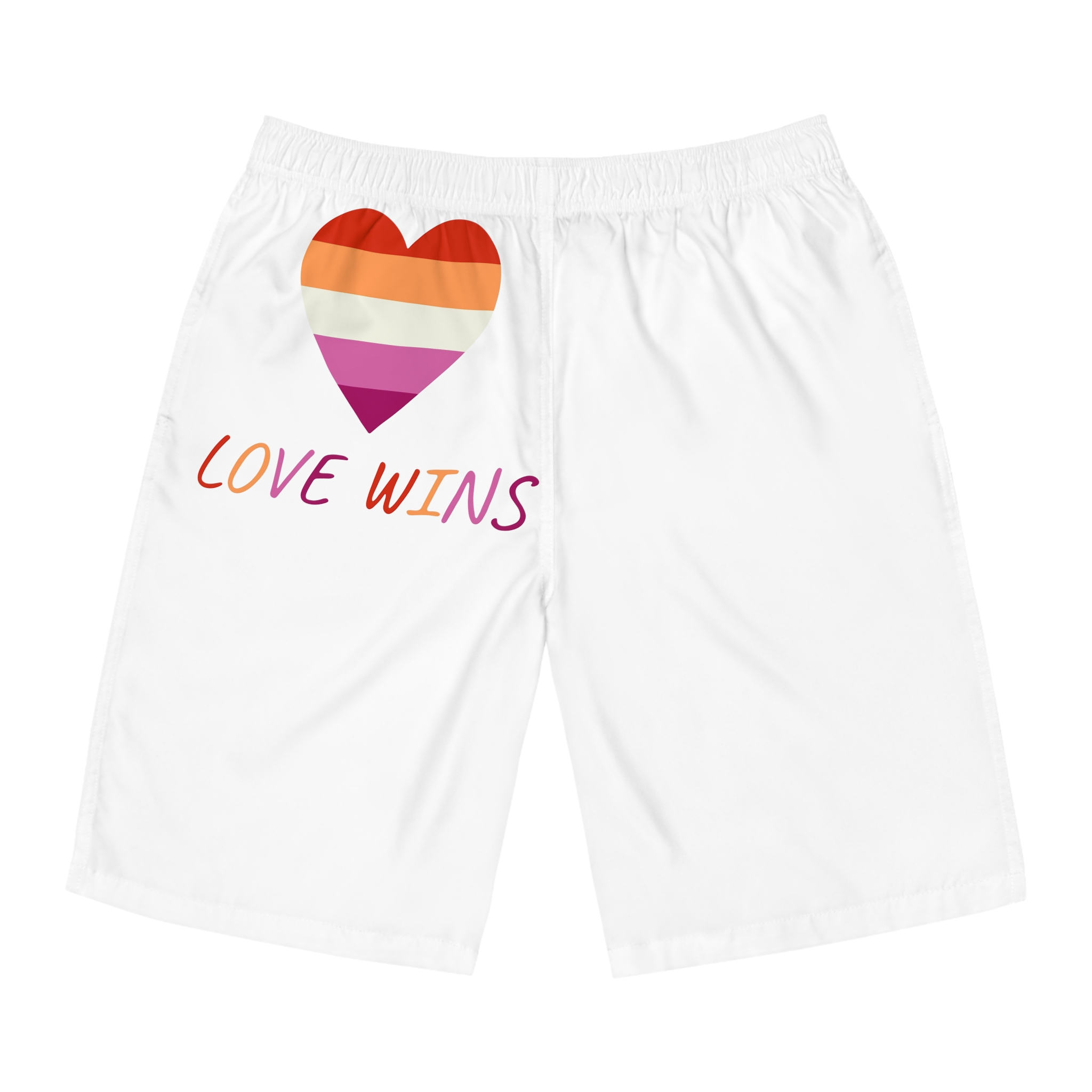Colorful Heart Shape Lesbian Pride Flag Happy Pride Day Lgbtqia Community Pride Month Vector Hand Drawn Doodle Posters Stickers Logo Cards Mens Board Shorts Aop