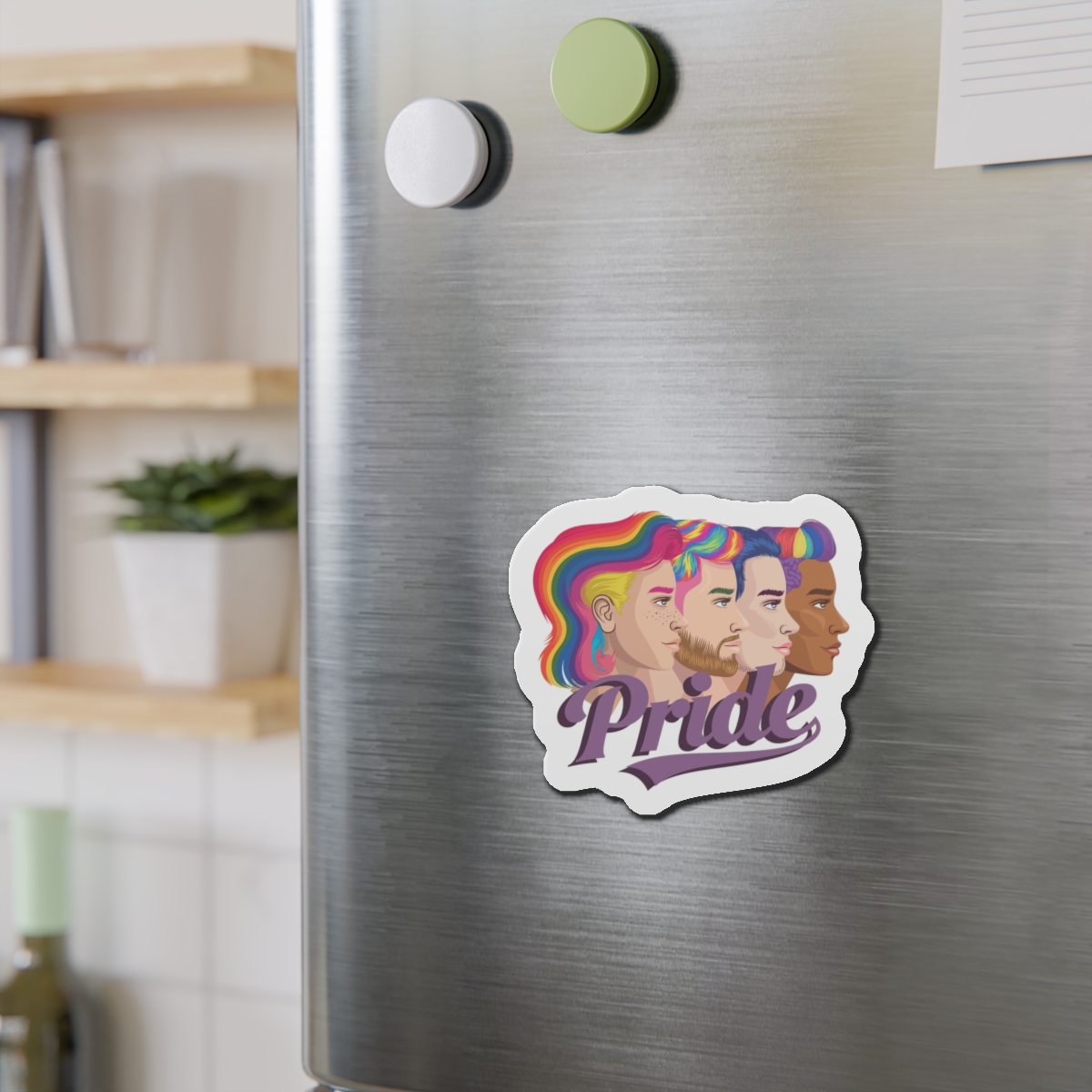 Vector Illustration Four Side Profiles Lgbtq Individuals With Vibrant Hair Colors Die Cut Magnets - Image 12