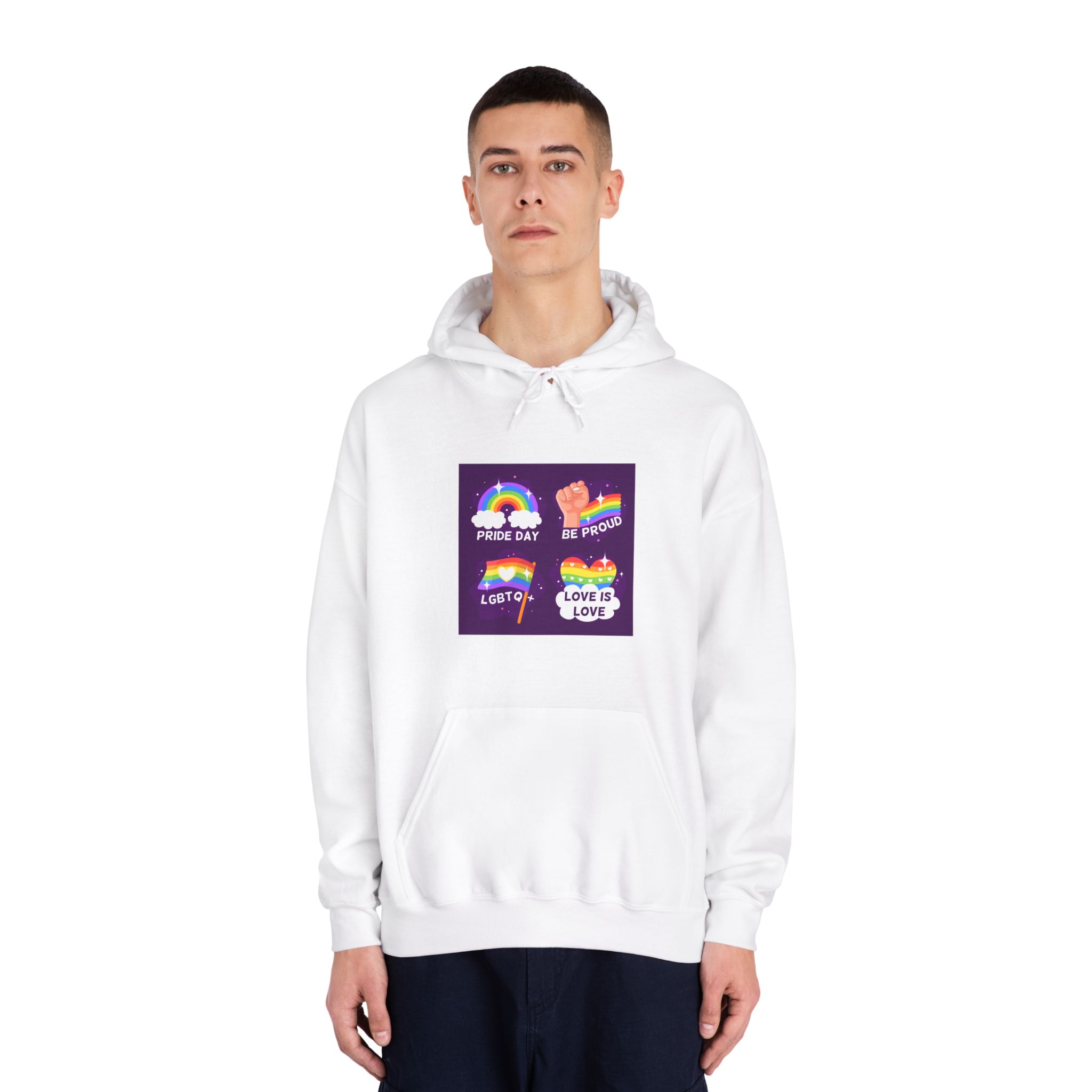 Pride Day Badges Collection Unisex Dryblend Hooded Sweatshirt - Image 3