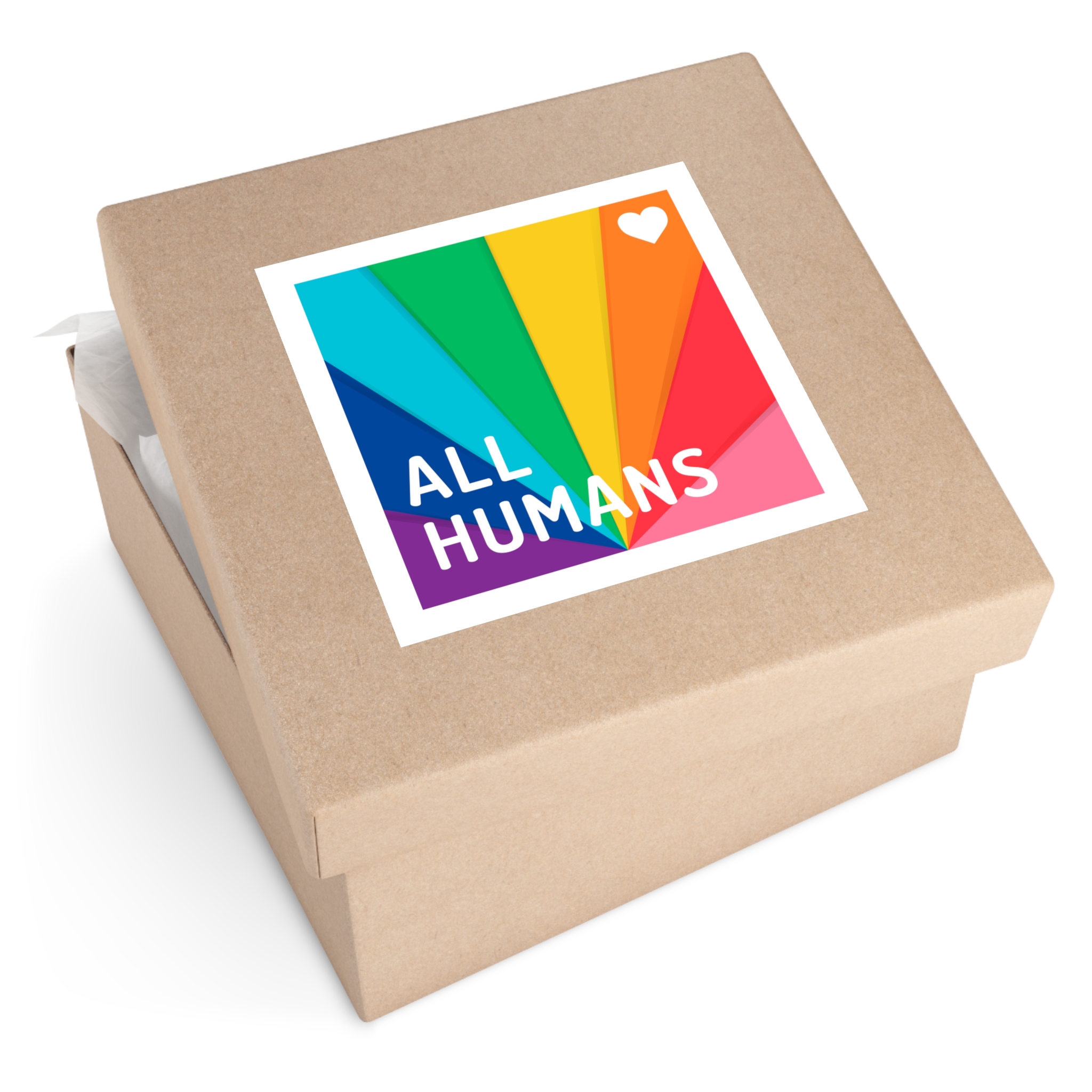 Rainbow Colored Background With All Humans Concept Pride Month Laminate Stickers Square - Image 63
