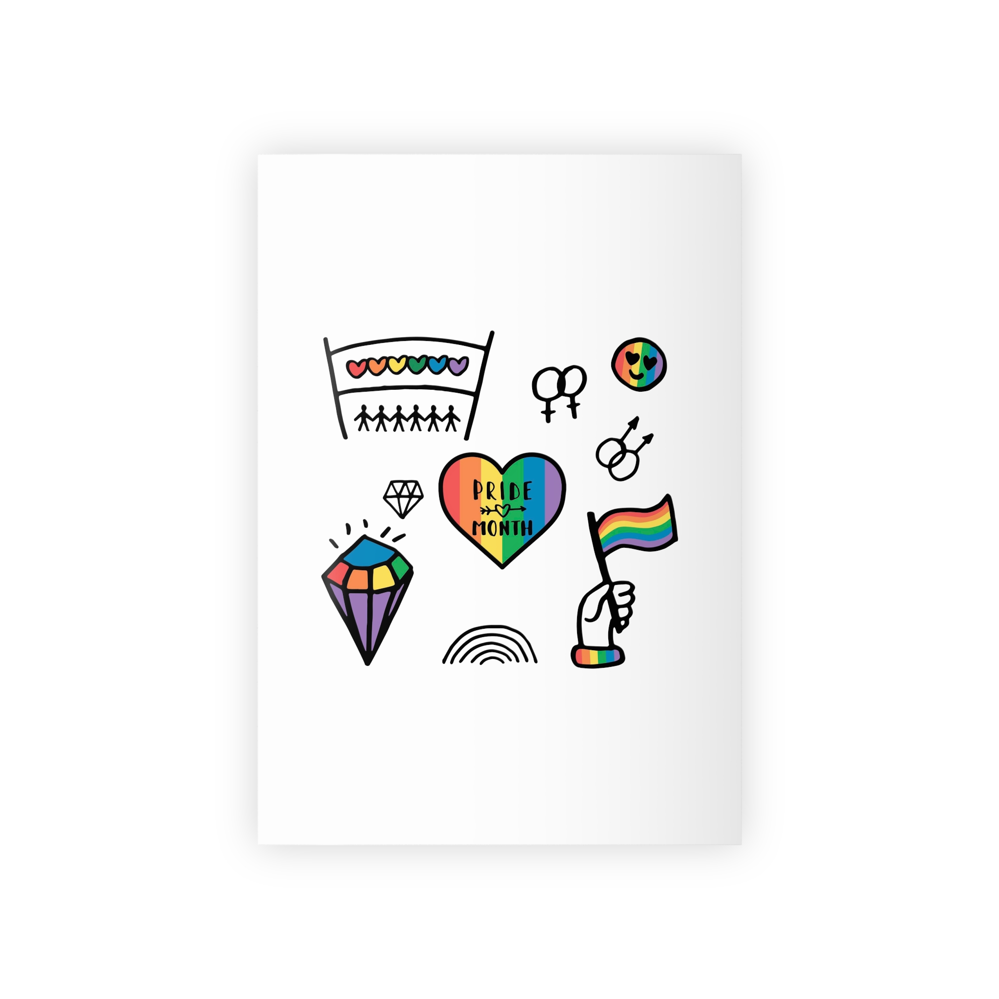Lgbt Doodle Set Rainbow Flag Pride Month Vector Illustration Gift Wrapping Paper Rolls 1pc