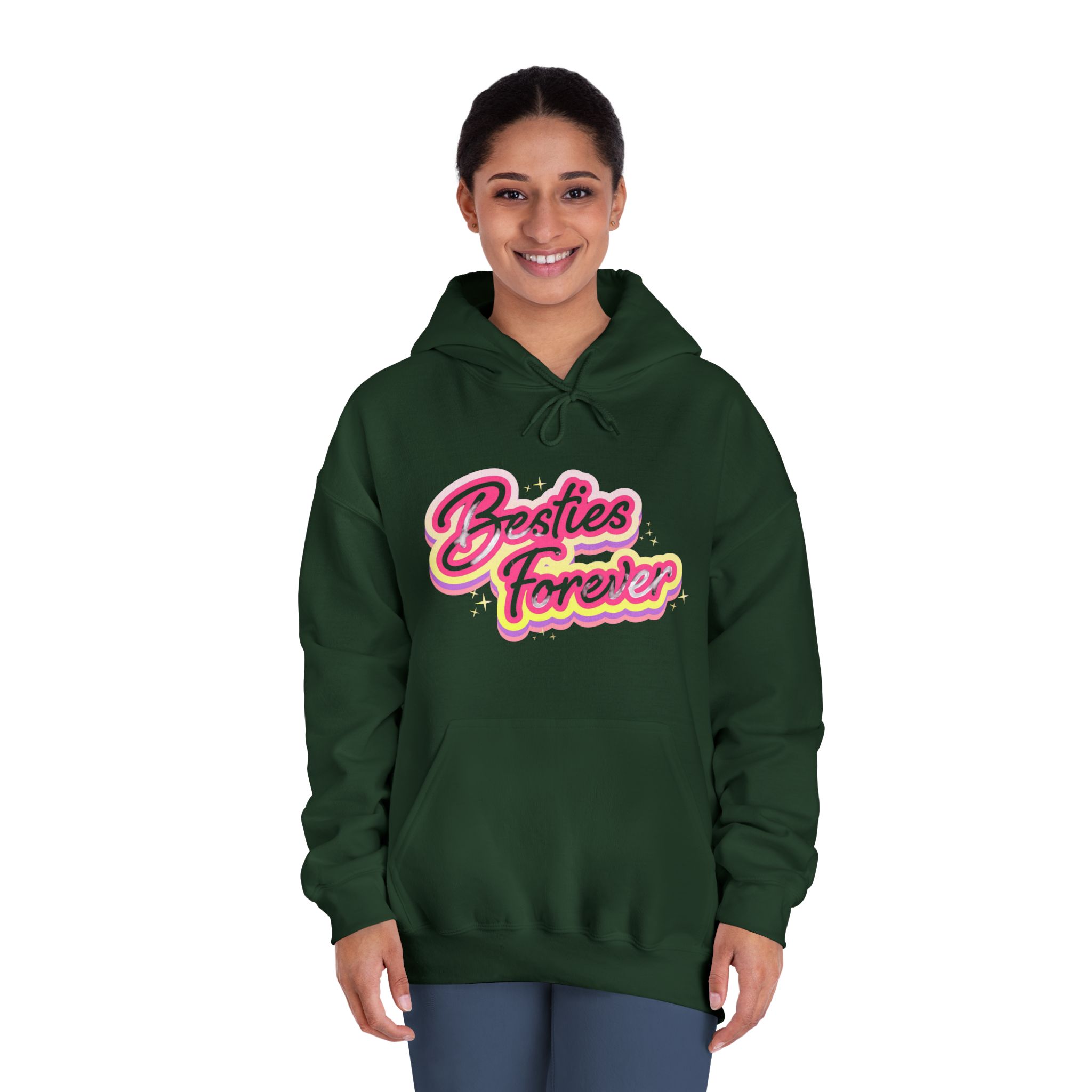 Pink Besties Forever Lettering Logo Unisex Dryblend Hooded Sweatshirt - Image 24
