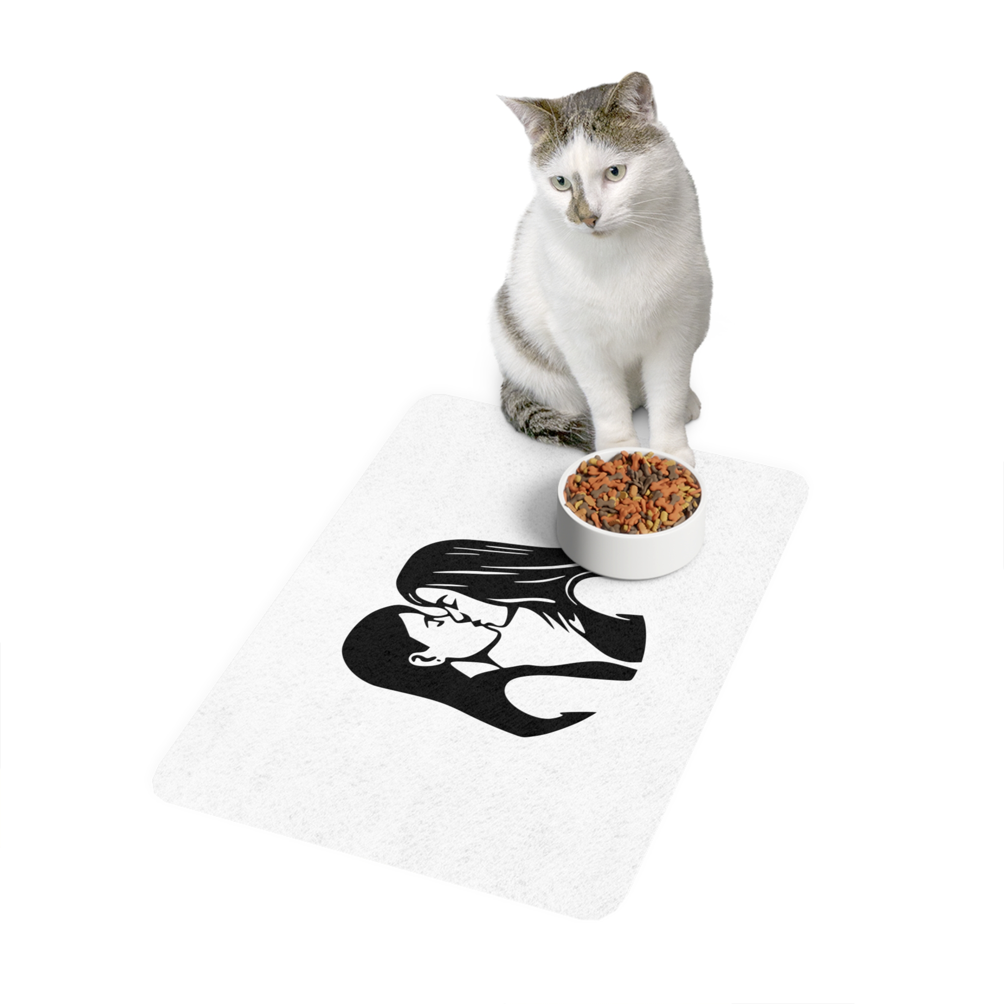 Lesbian Couple Kissing Lgbt Pride Black Outlines Isolated Vector Illustration Pet Food Mat 12x18 - Image 3