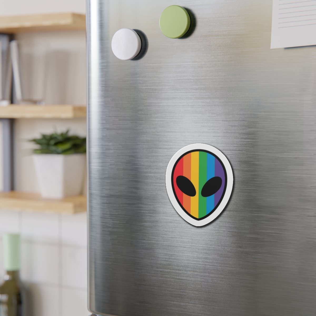 Rainbow Alien Head Lgbt Pride Illustration Die Cut Magnets - Image 9