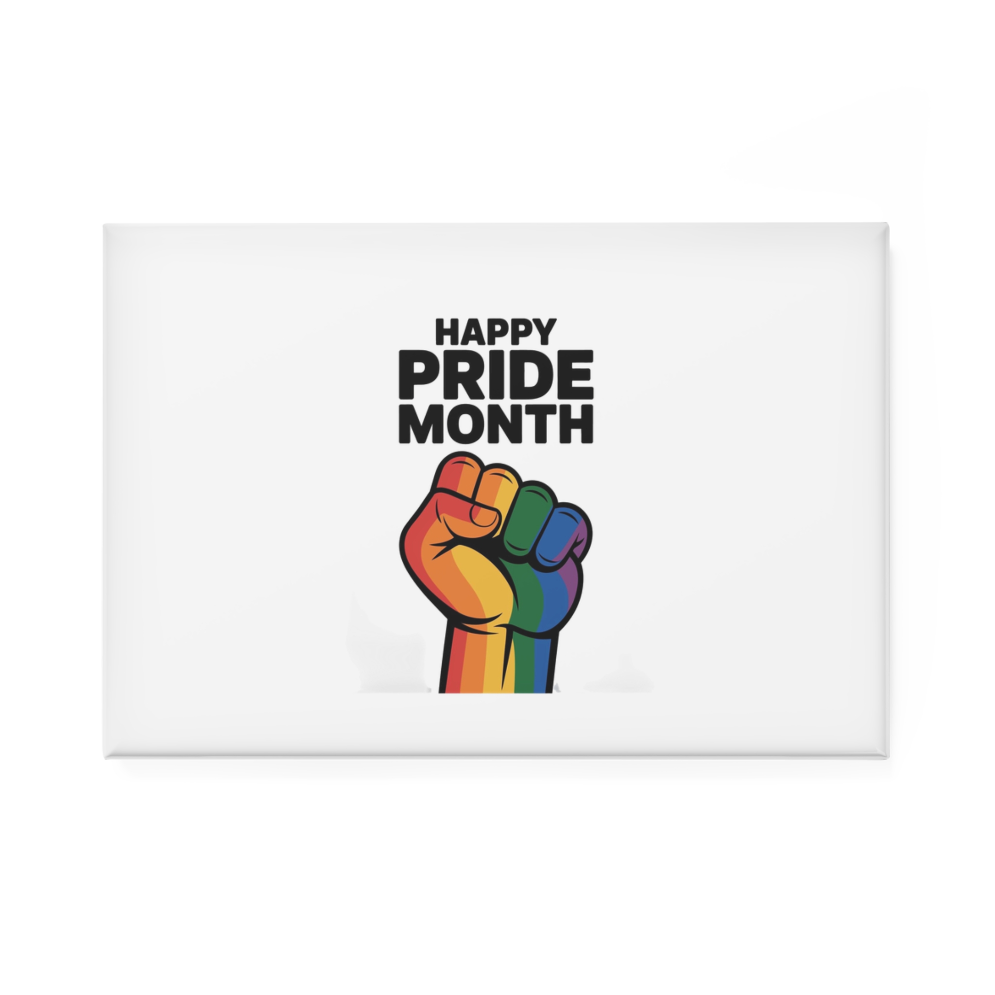 Happy Pride Month With Rainbow Fist Button Magnet Rectangle 1 And 10 Pcs