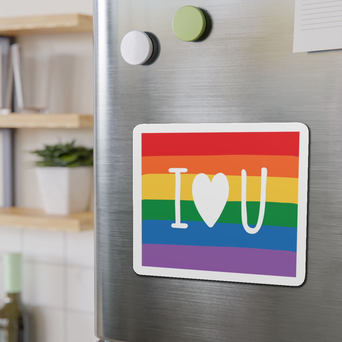 Vibrant Rainbow Flag With I Love You Heart Message Die Cut Magnets - Image 15