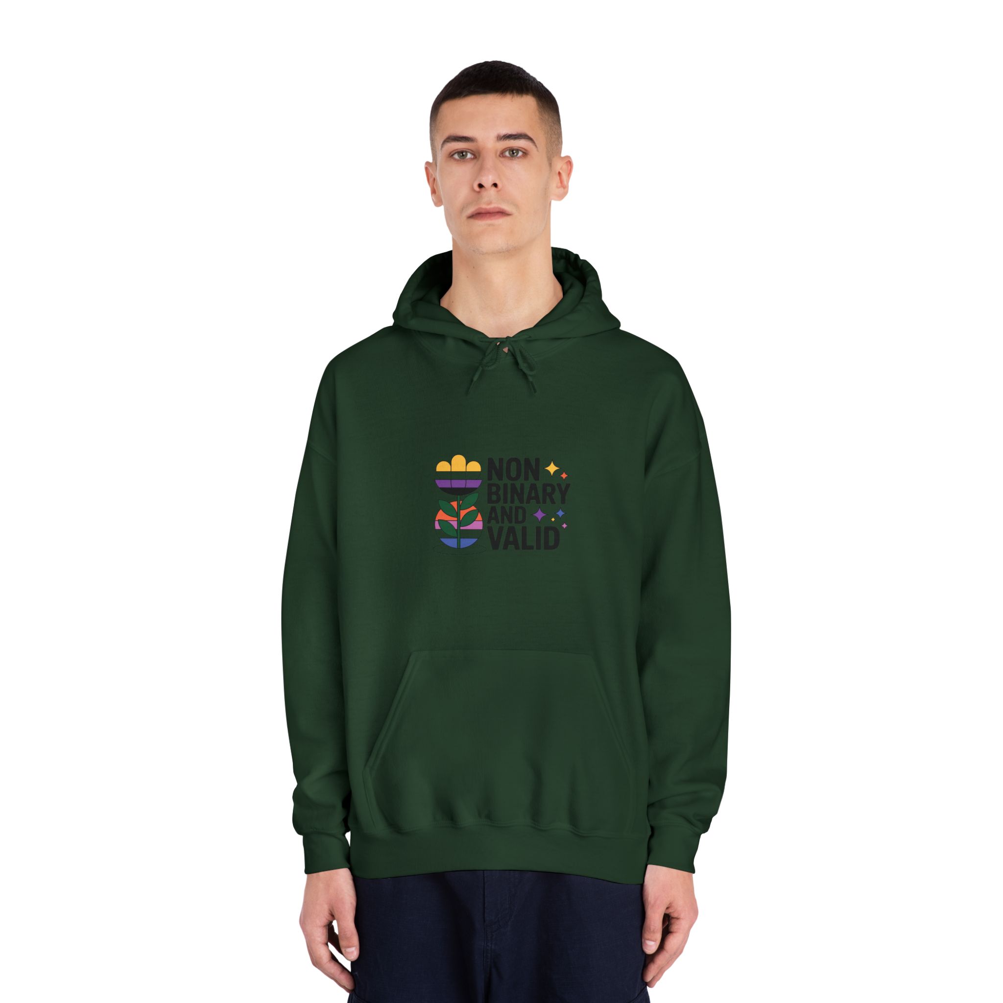 Non Binary Valid T Shirt Design Isolated White Background Unisex Dryblend Hooded Sweatshirt - Image 23